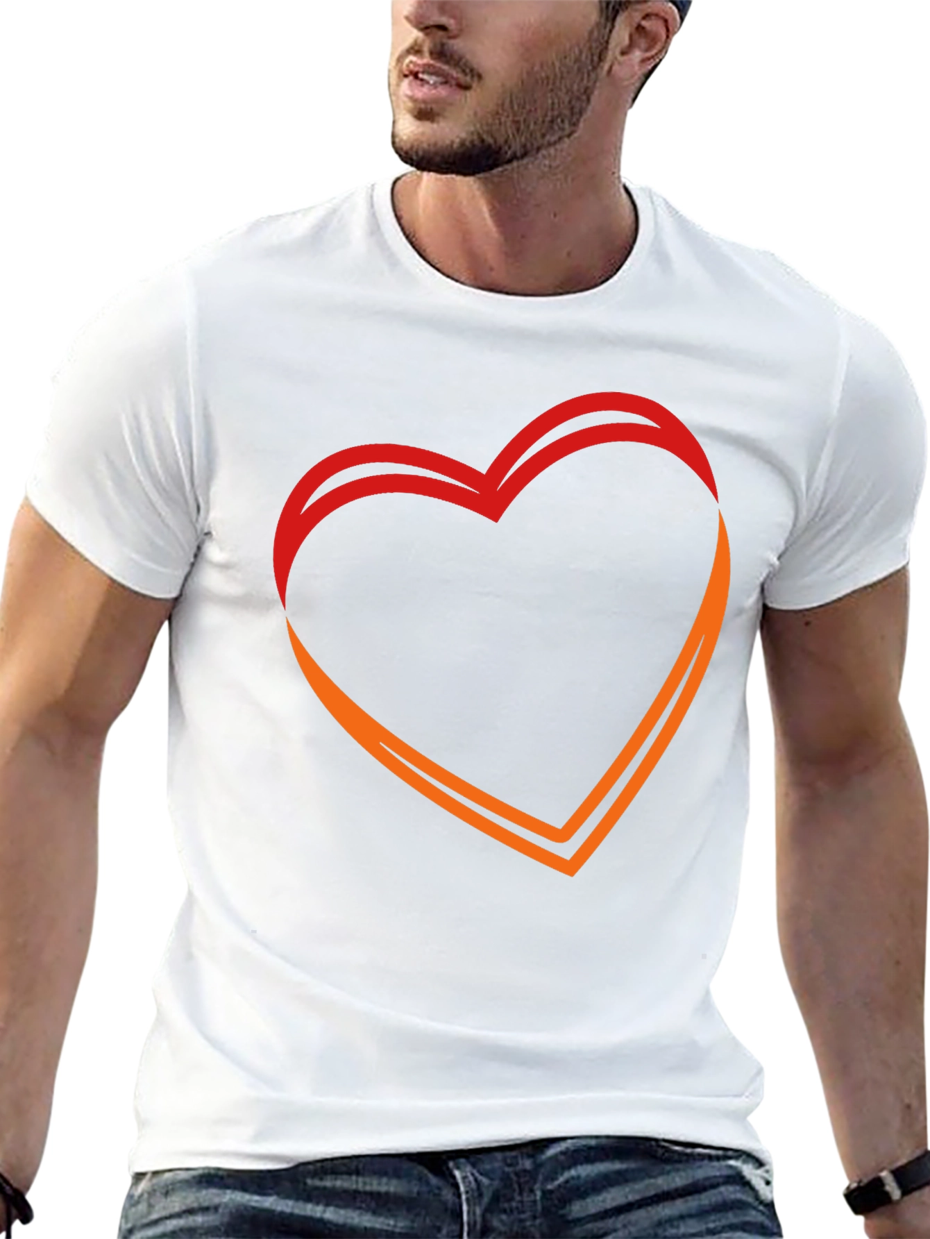 Heart Outline Graphic Black T-Shirt