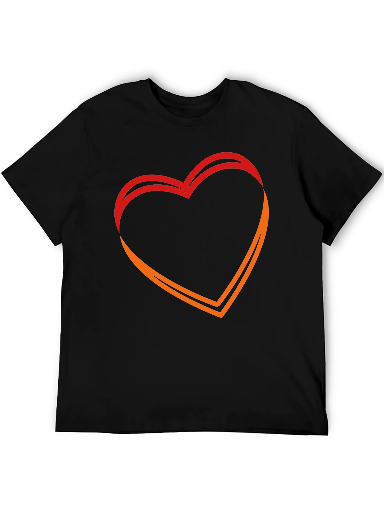 Heart Outline Graphic Black T-Shirt