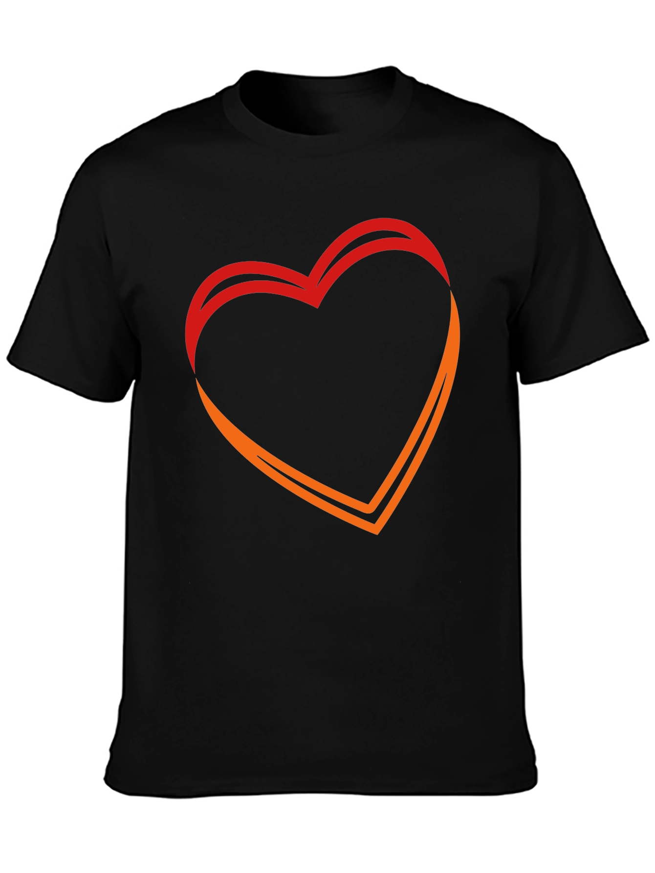 Heart Outline Graphic Black T-Shirt