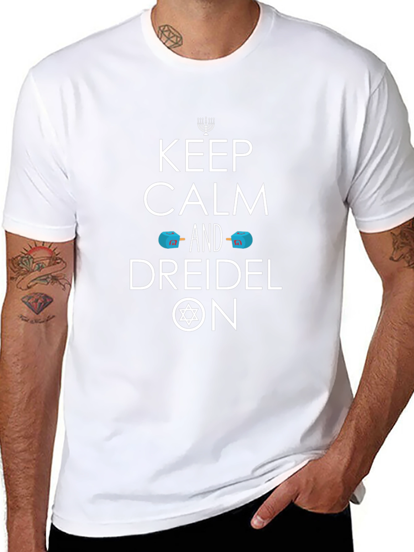 Keep Calm and Dreidel On Black T-Shirt