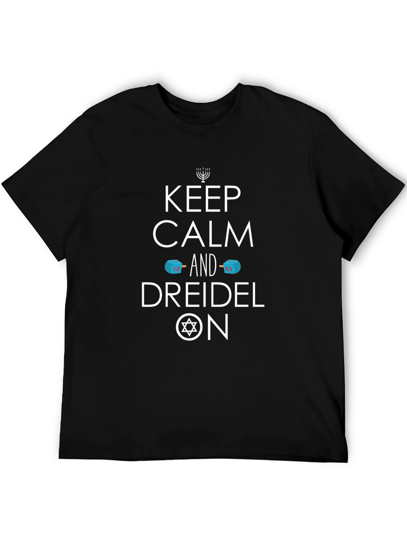 Keep Calm and Dreidel On Black T-Shirt