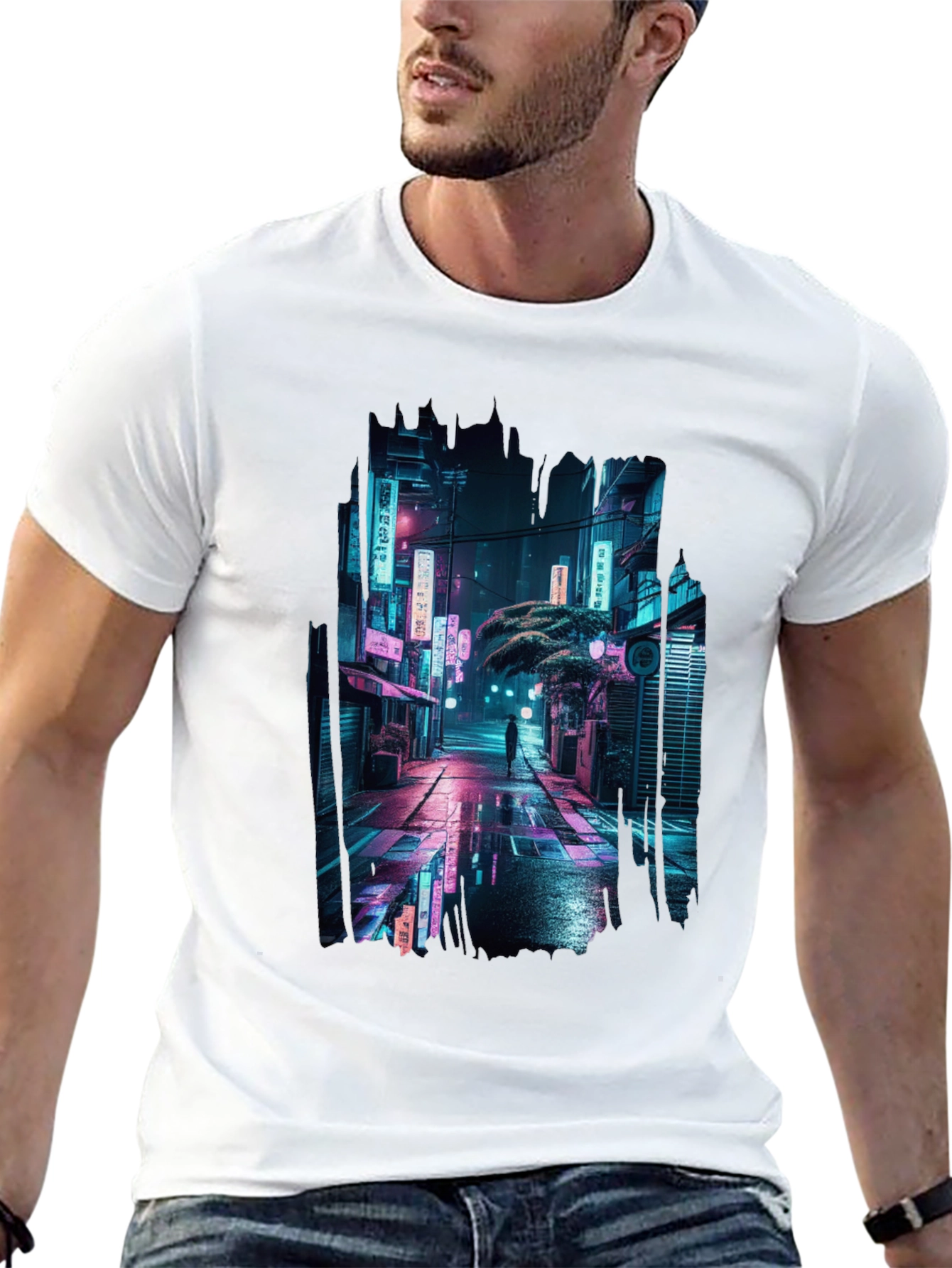 Cyberpunk City Street T-Shirt