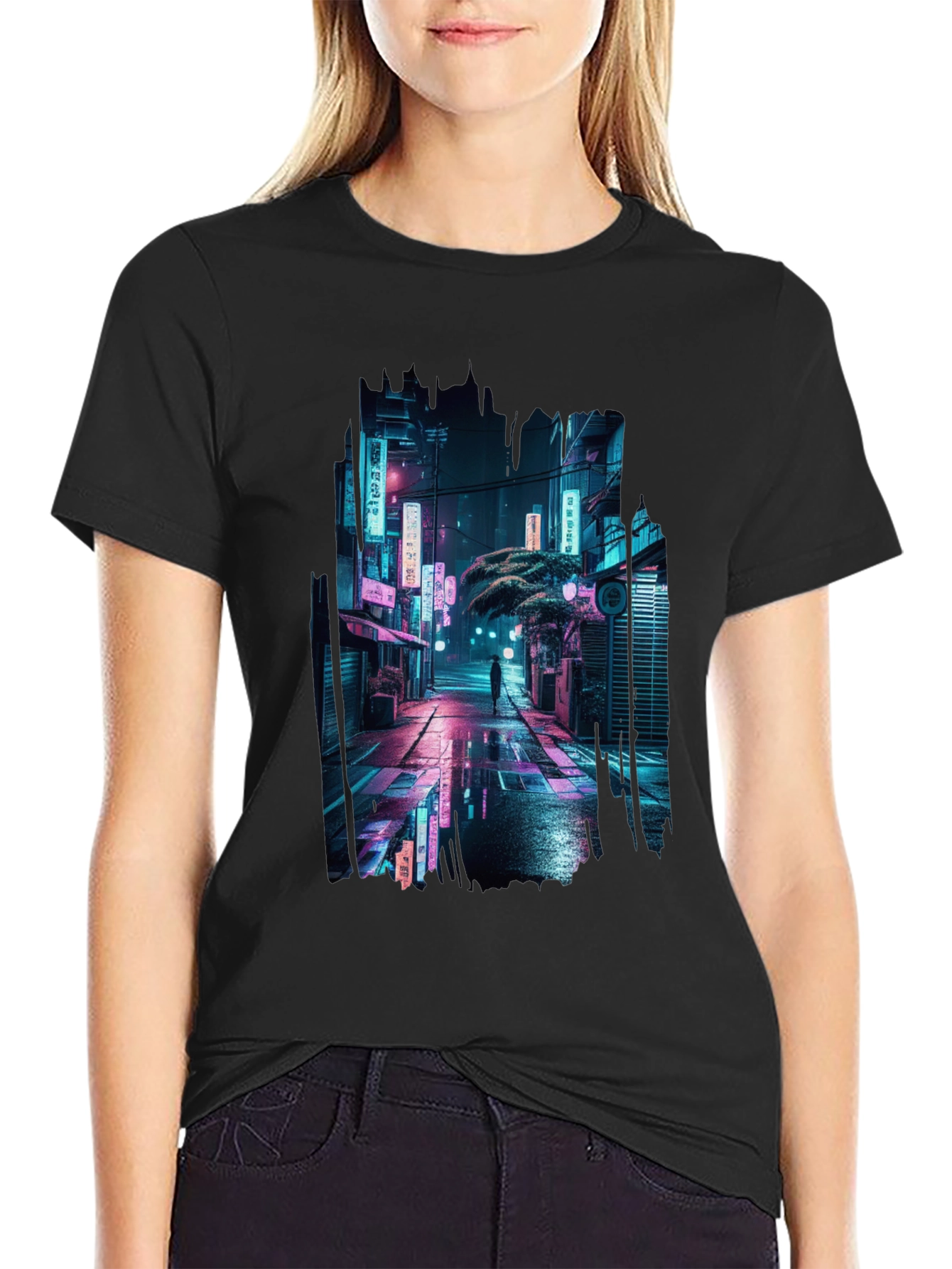 Cyberpunk City Street T-Shirt