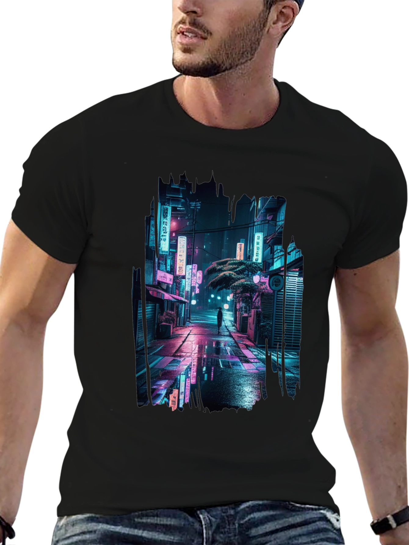 Cyberpunk City Street T-Shirt