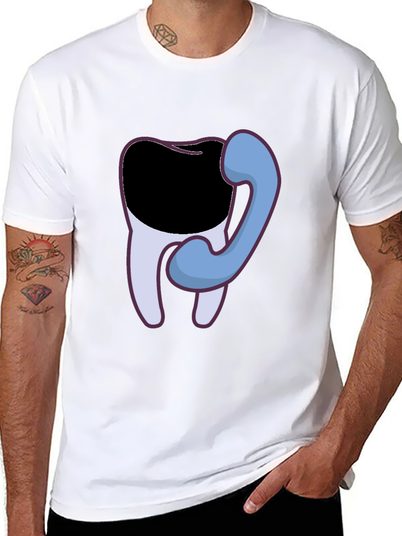 Dental Humor T-Shirt - Tooth Phone Graphic Tee