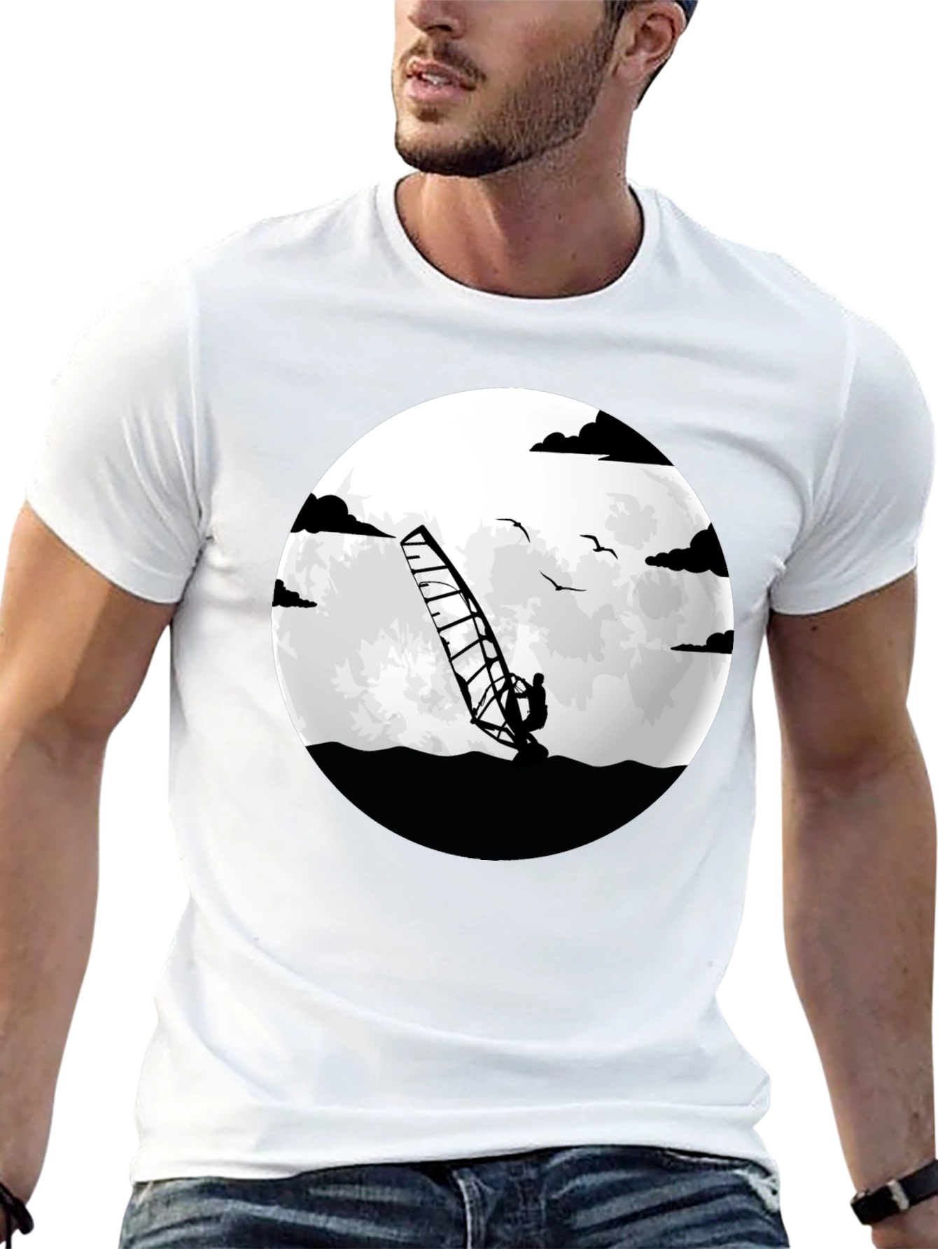 Windsurfer Graphic Tee - Black Crew Neck