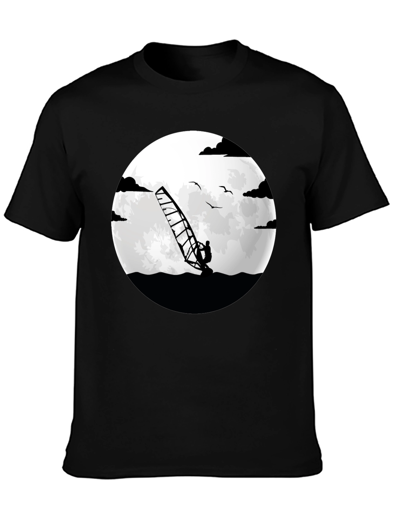Windsurfer Graphic Tee - Black Crew Neck