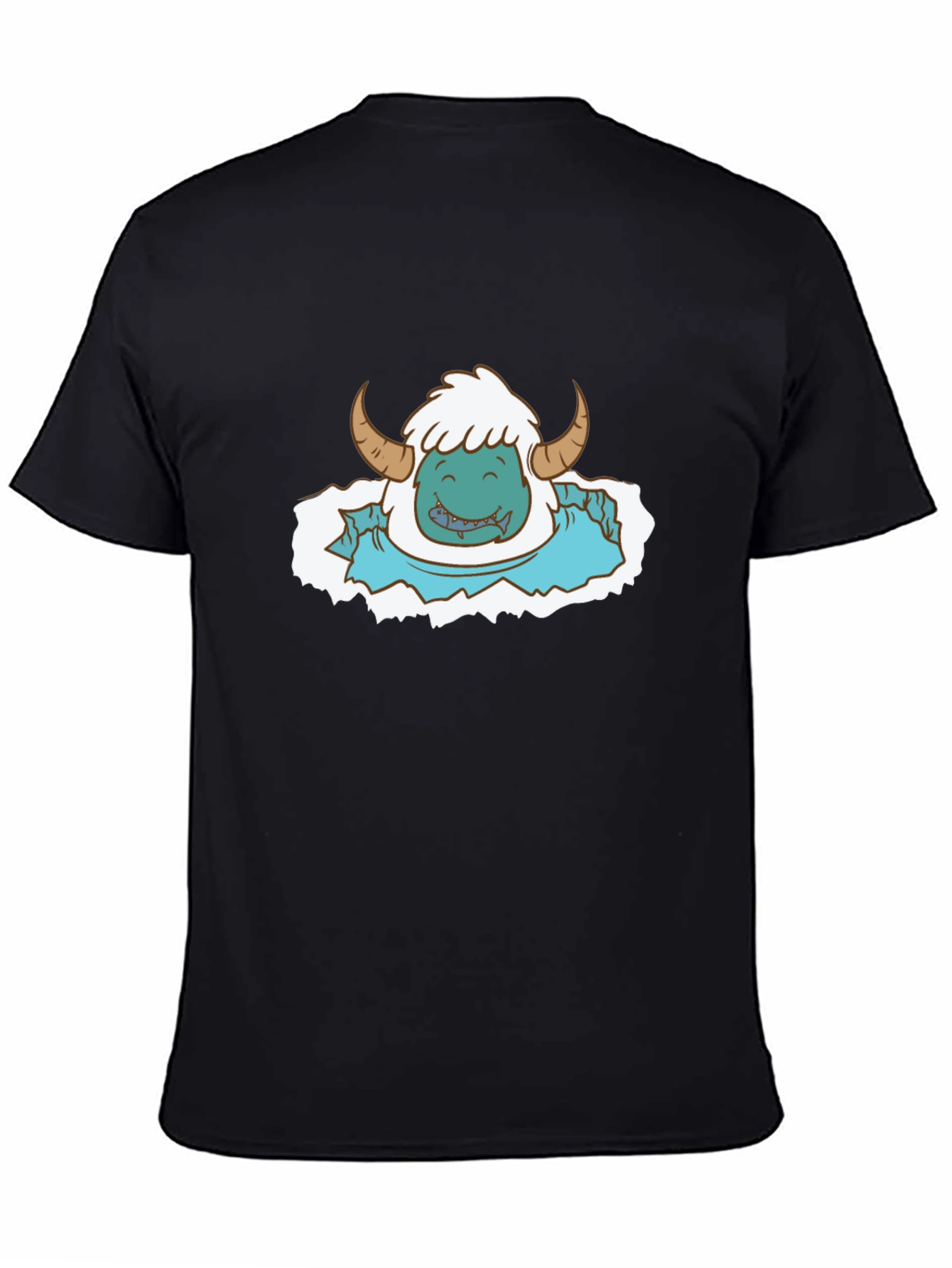 Monster Graphic Print Tee - Black Cotton Blend
