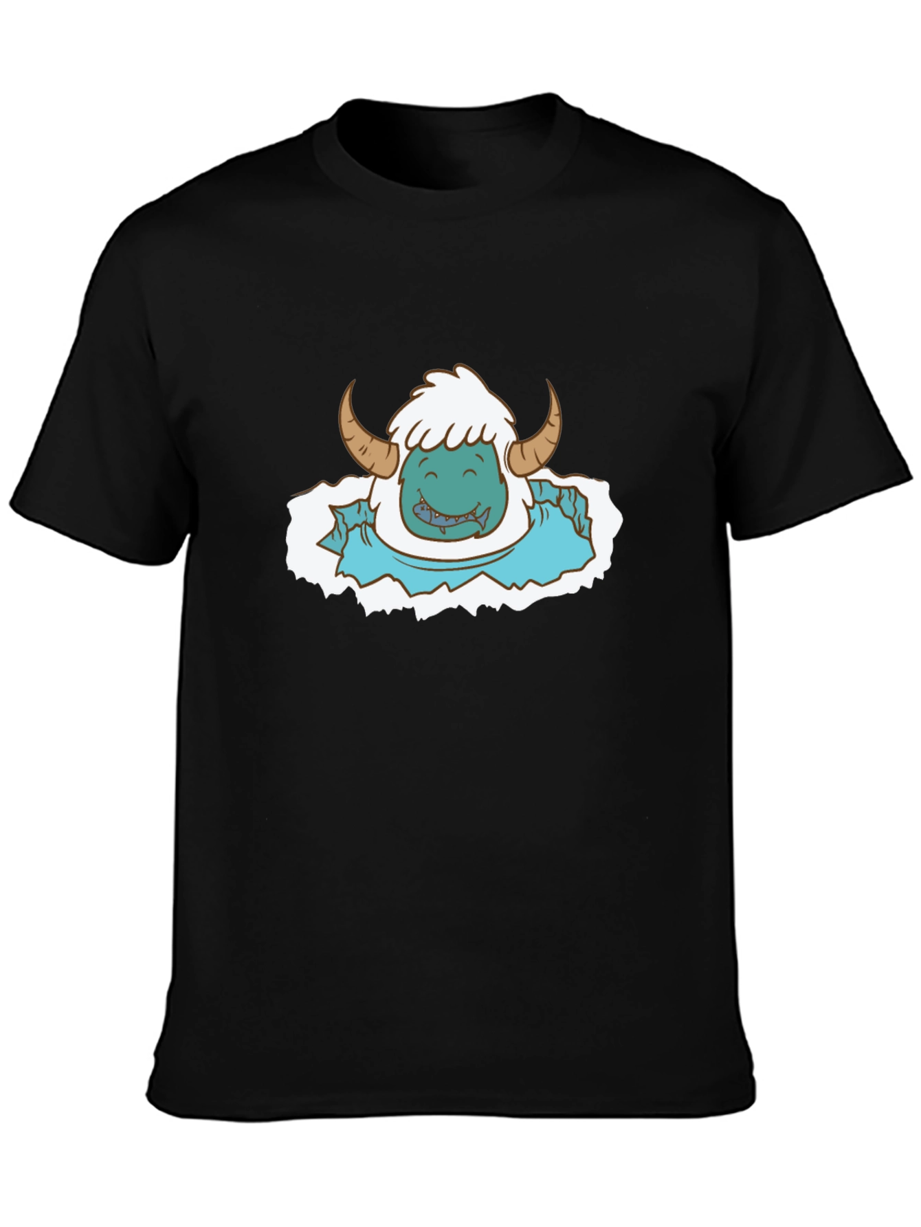 Monster Graphic Print Tee - Black Cotton Blend