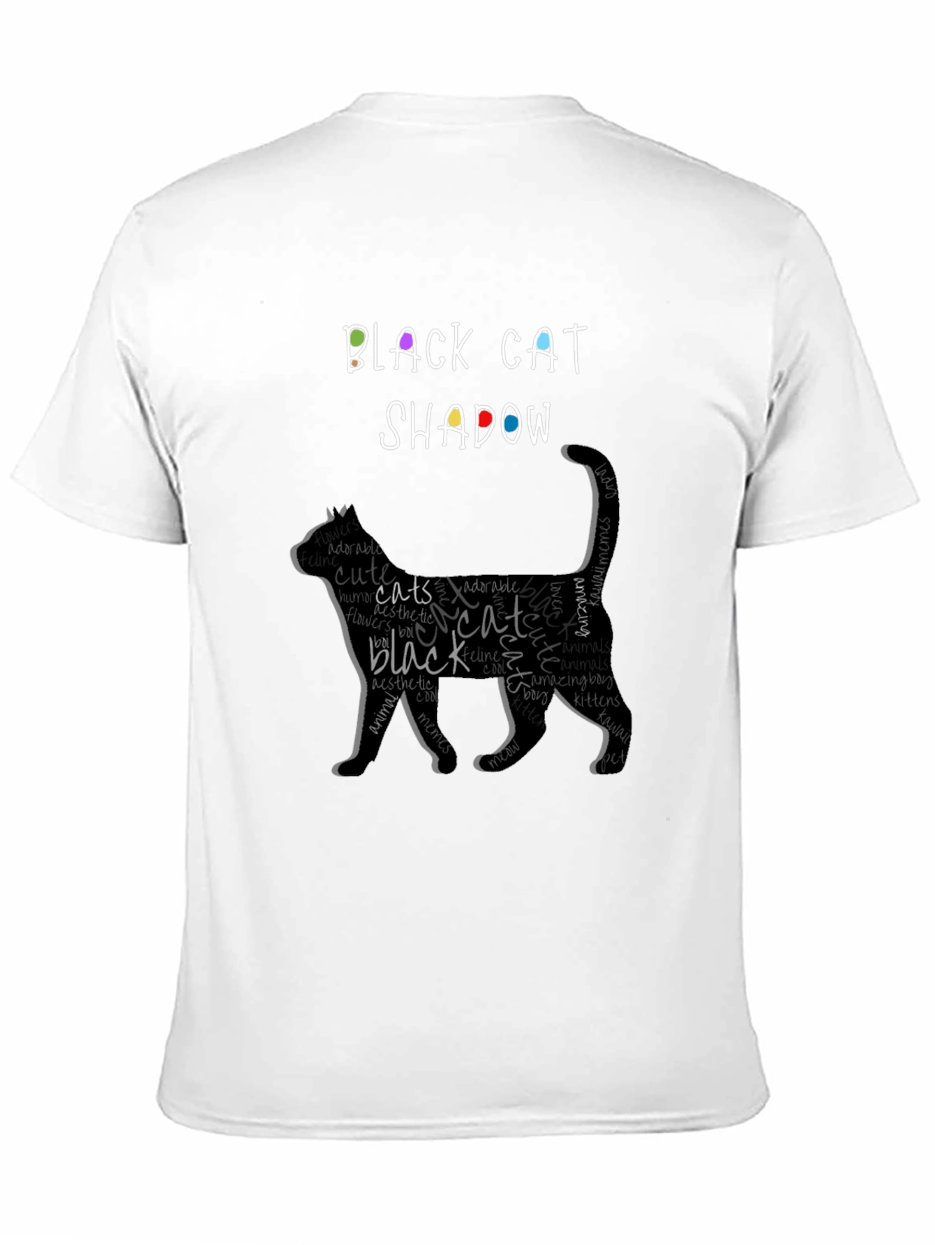 Black Cat Shadow Word Art Graphic T-Shirt
