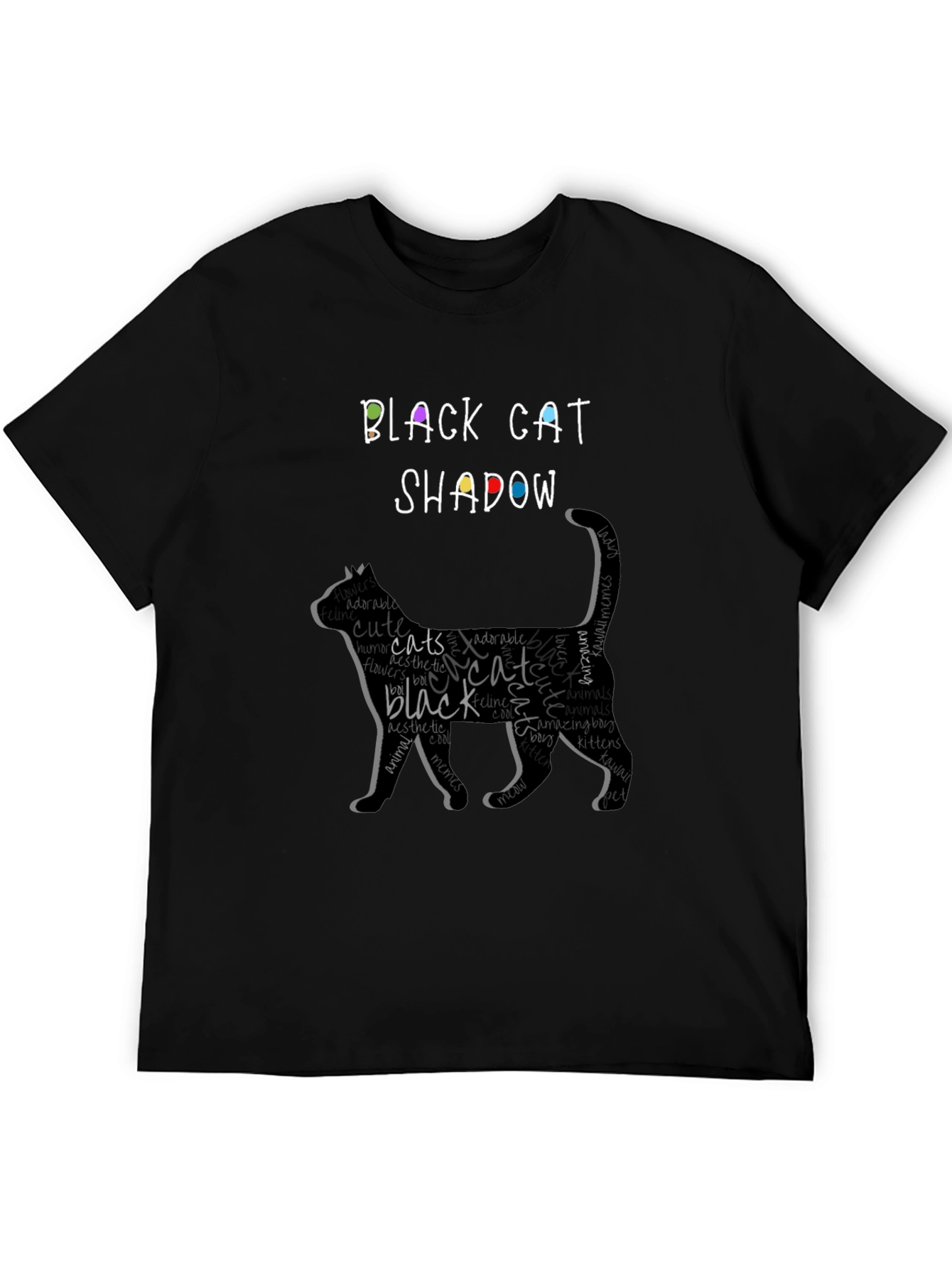 Black Cat Shadow Word Art Graphic T-Shirt