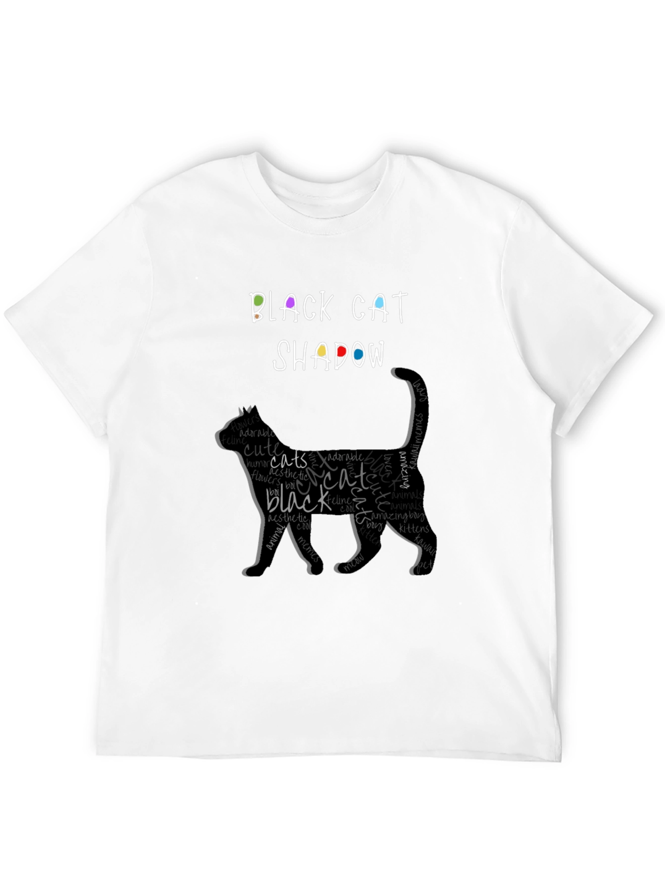 Black Cat Shadow Word Art Graphic T-Shirt