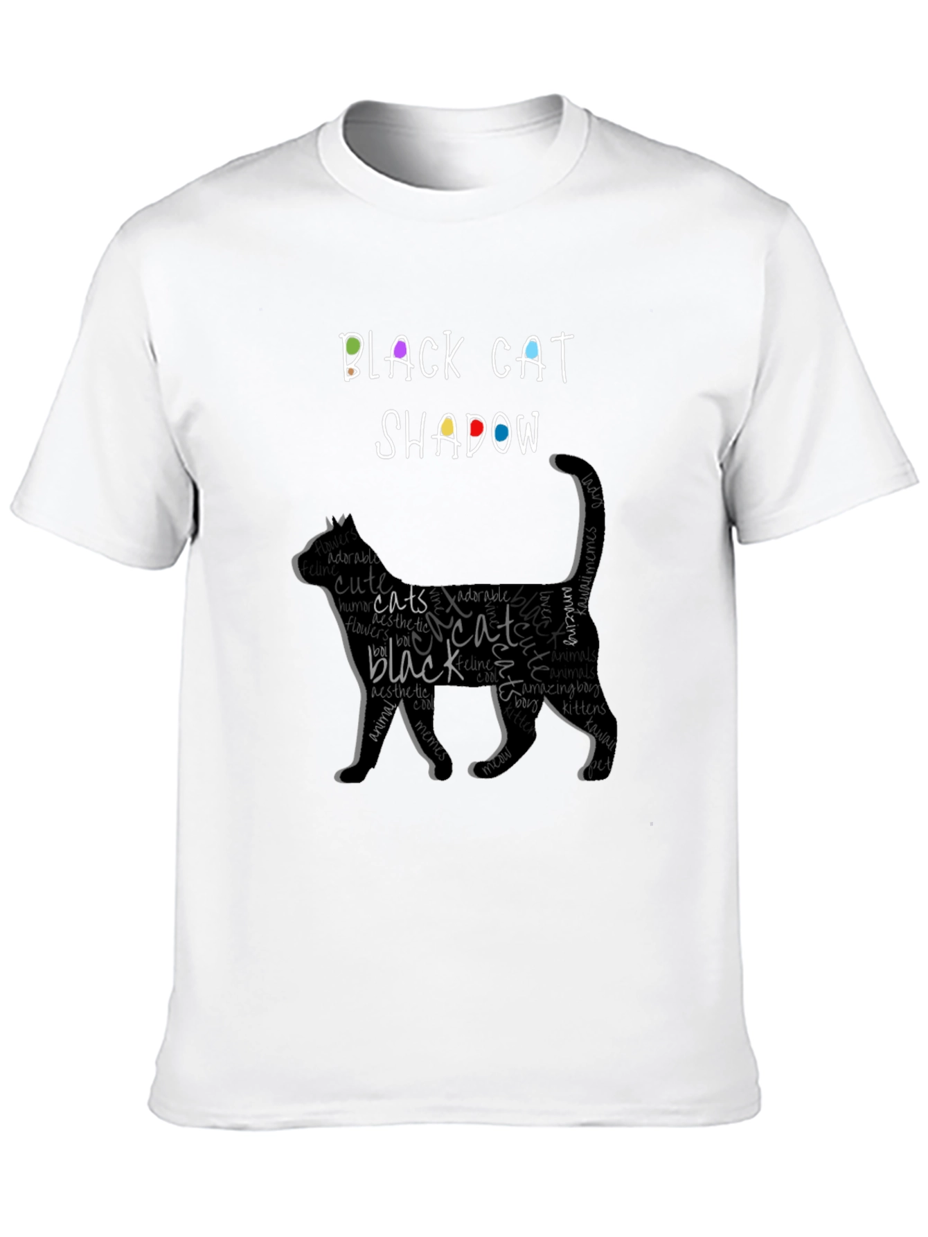 Black Cat Shadow Word Art Graphic T-Shirt