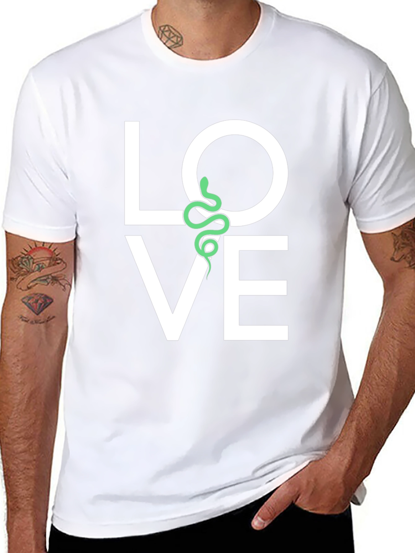 Love Snake Graphic Tee - Black Cotton T-Shirt