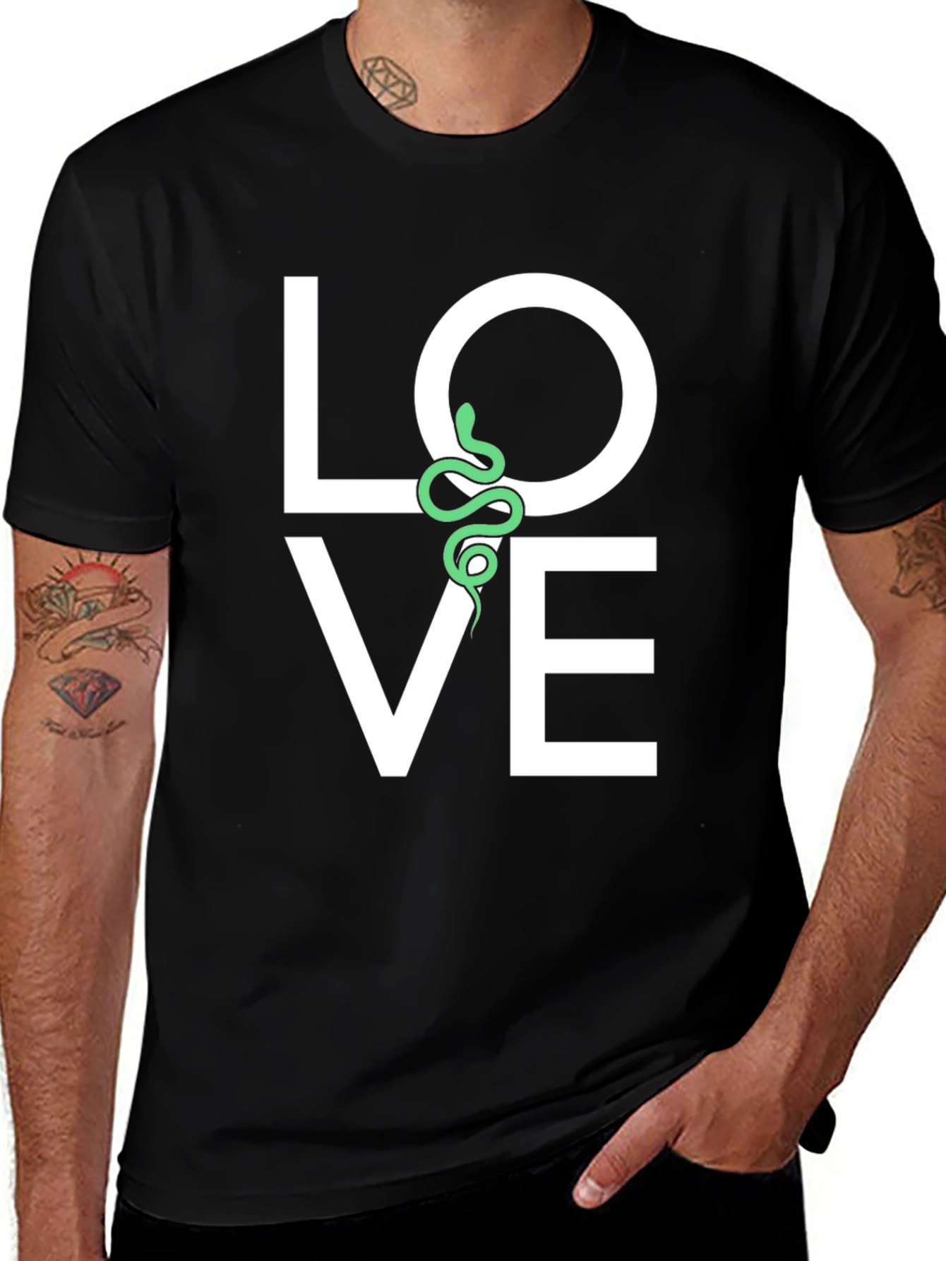 Love Snake Graphic Tee - Black Cotton T-Shirt