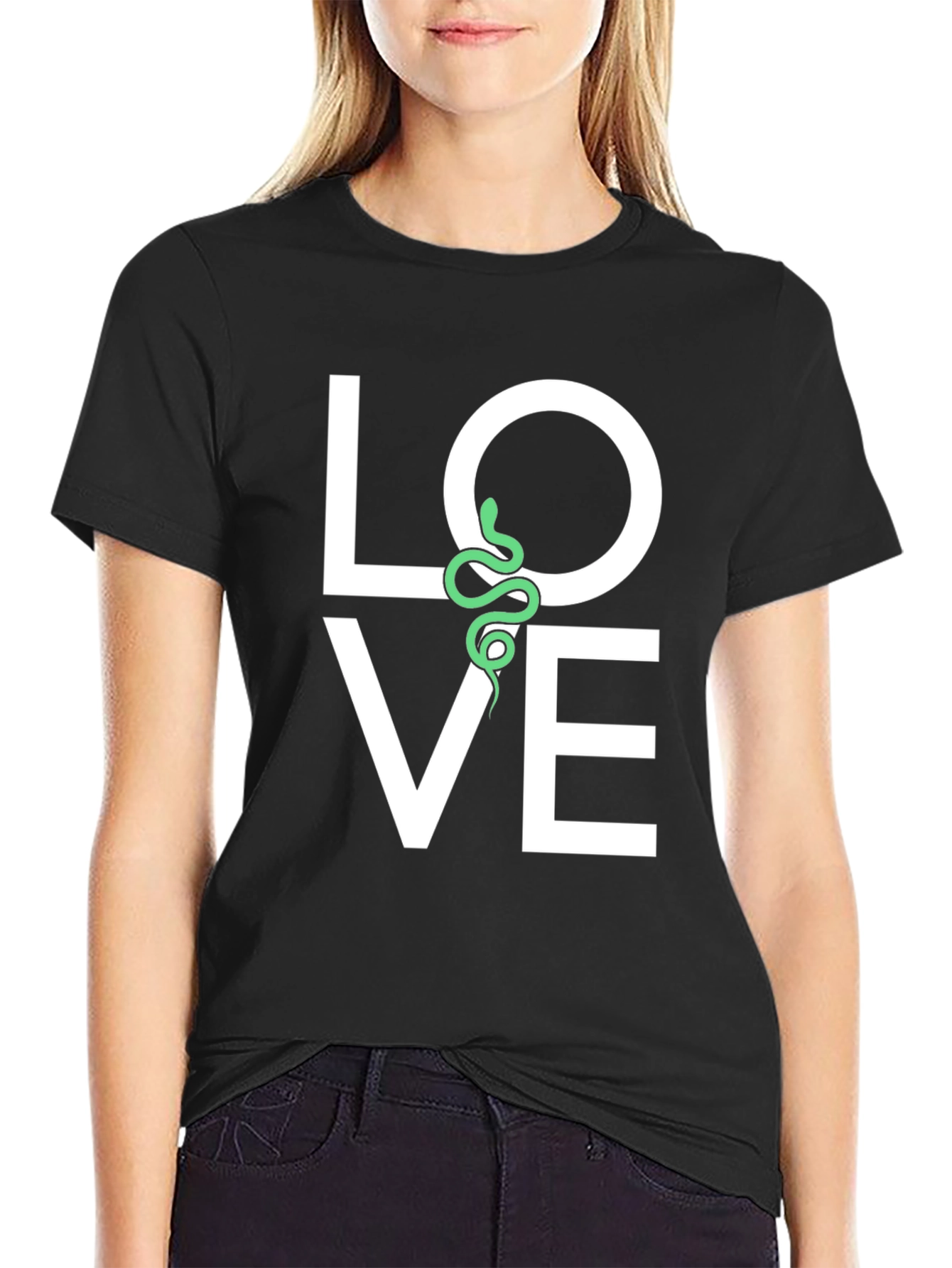Love Snake Graphic Tee - Black Cotton T-Shirt
