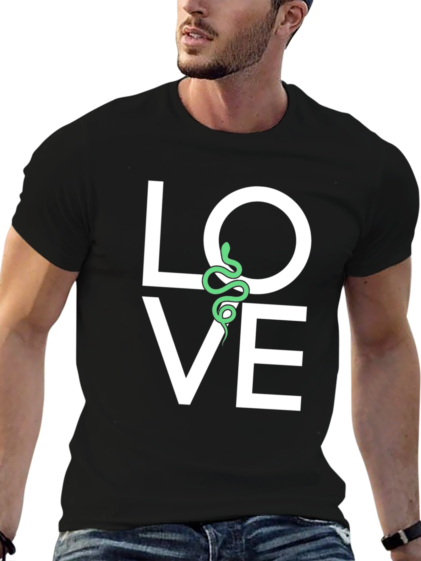 Love Snake Graphic Tee - Black Cotton T-Shirt