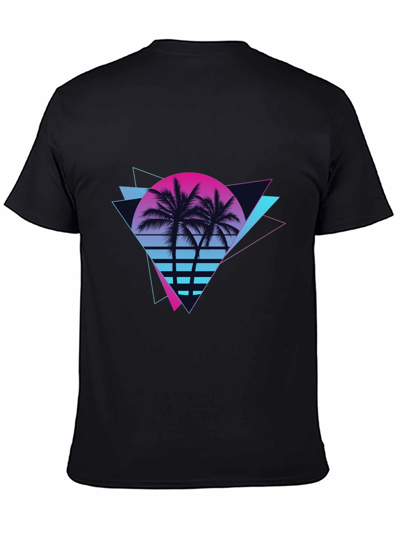 Retro Sunset Palm Tree Black T-Shirt