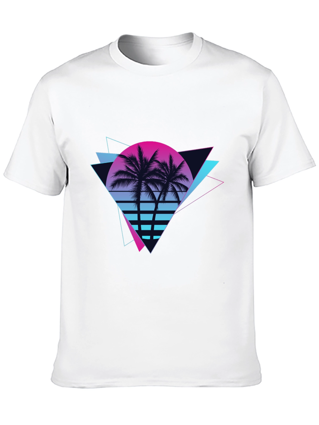 Retro Sunset Palm Tree Black T-Shirt
