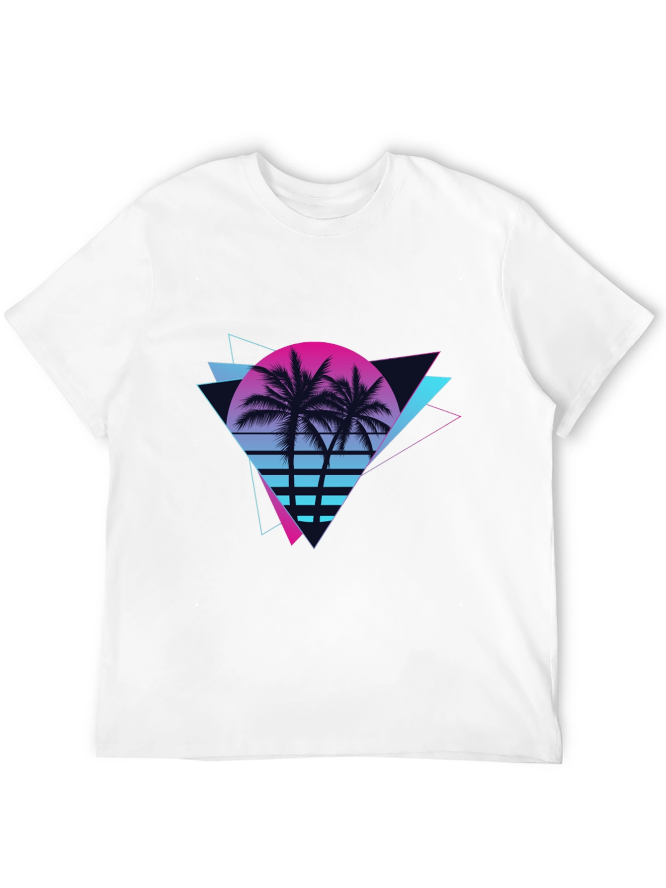 Retro Sunset Palm Tree Black T-Shirt