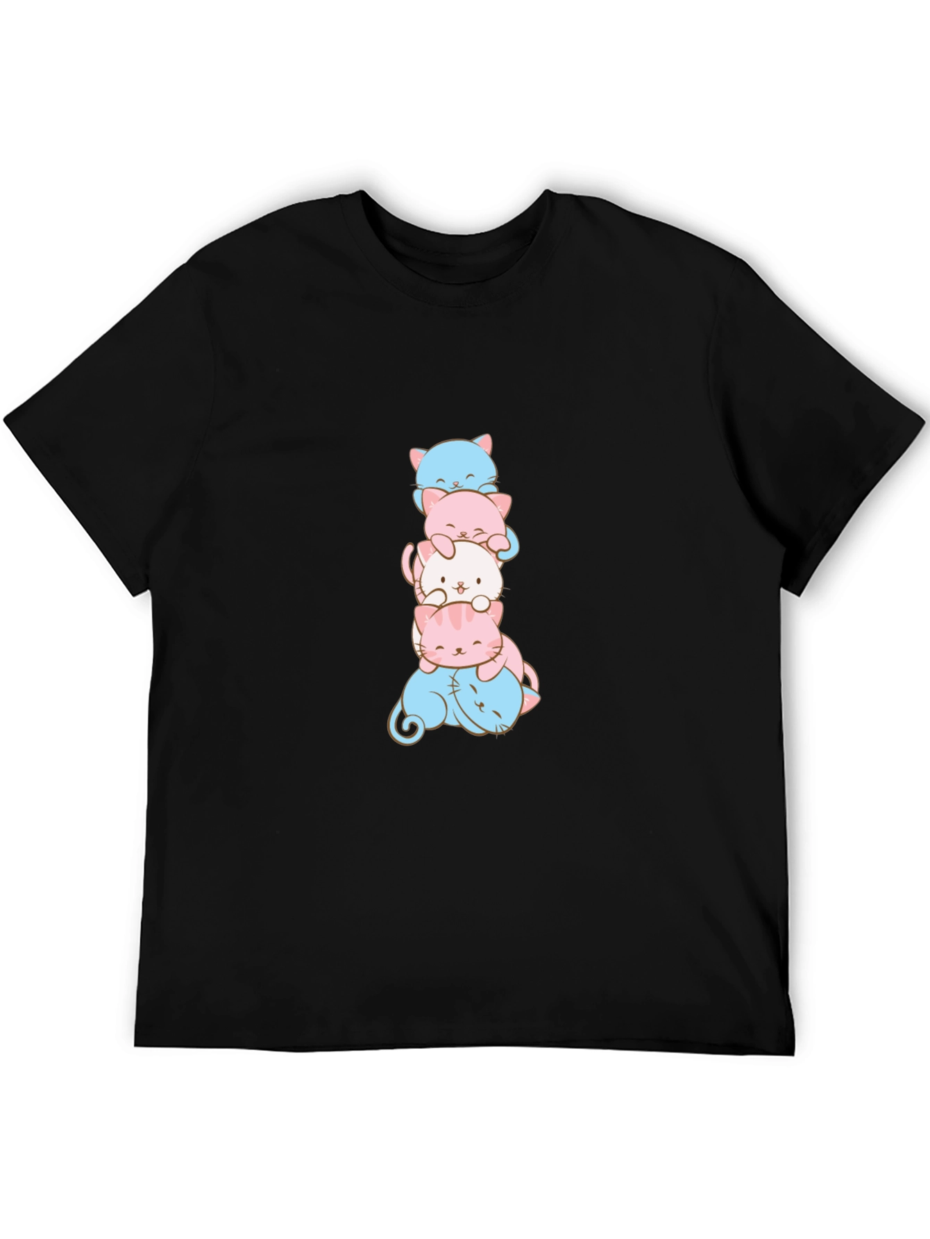 Stacked Cat T-Shirt - Trans Pride Kitten Design