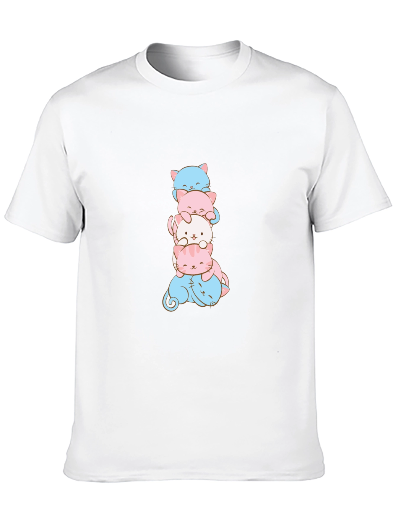 Stacked Cat T-Shirt - Trans Pride Kitten Design