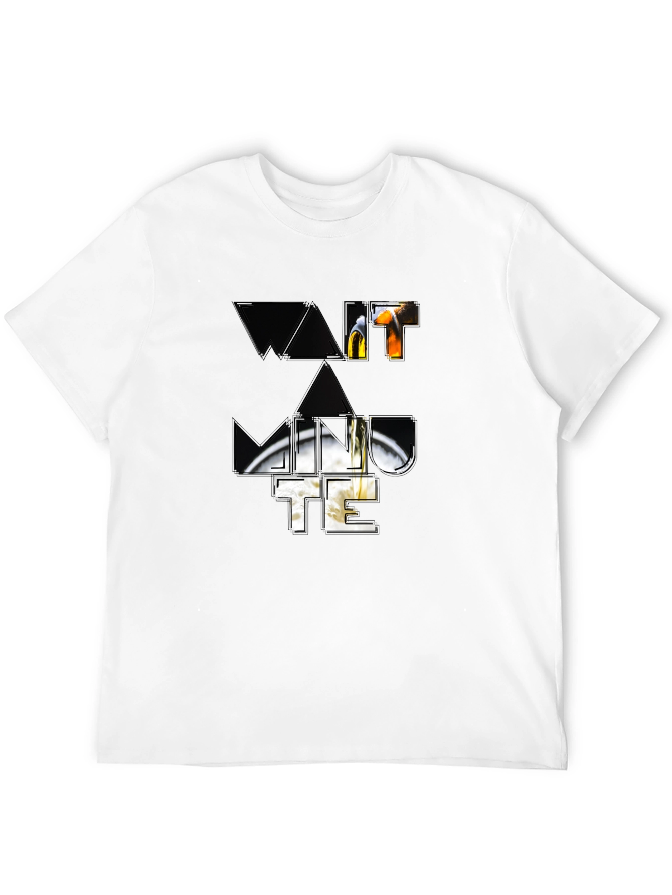 Wait A Minute Graphic Print Black T-Shirt
