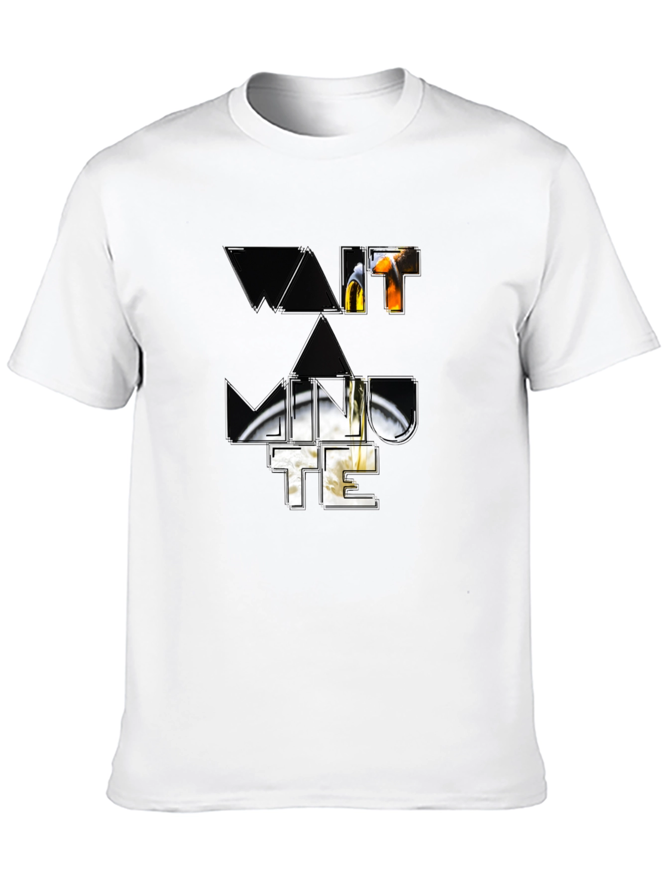Wait A Minute Graphic Print Black T-Shirt