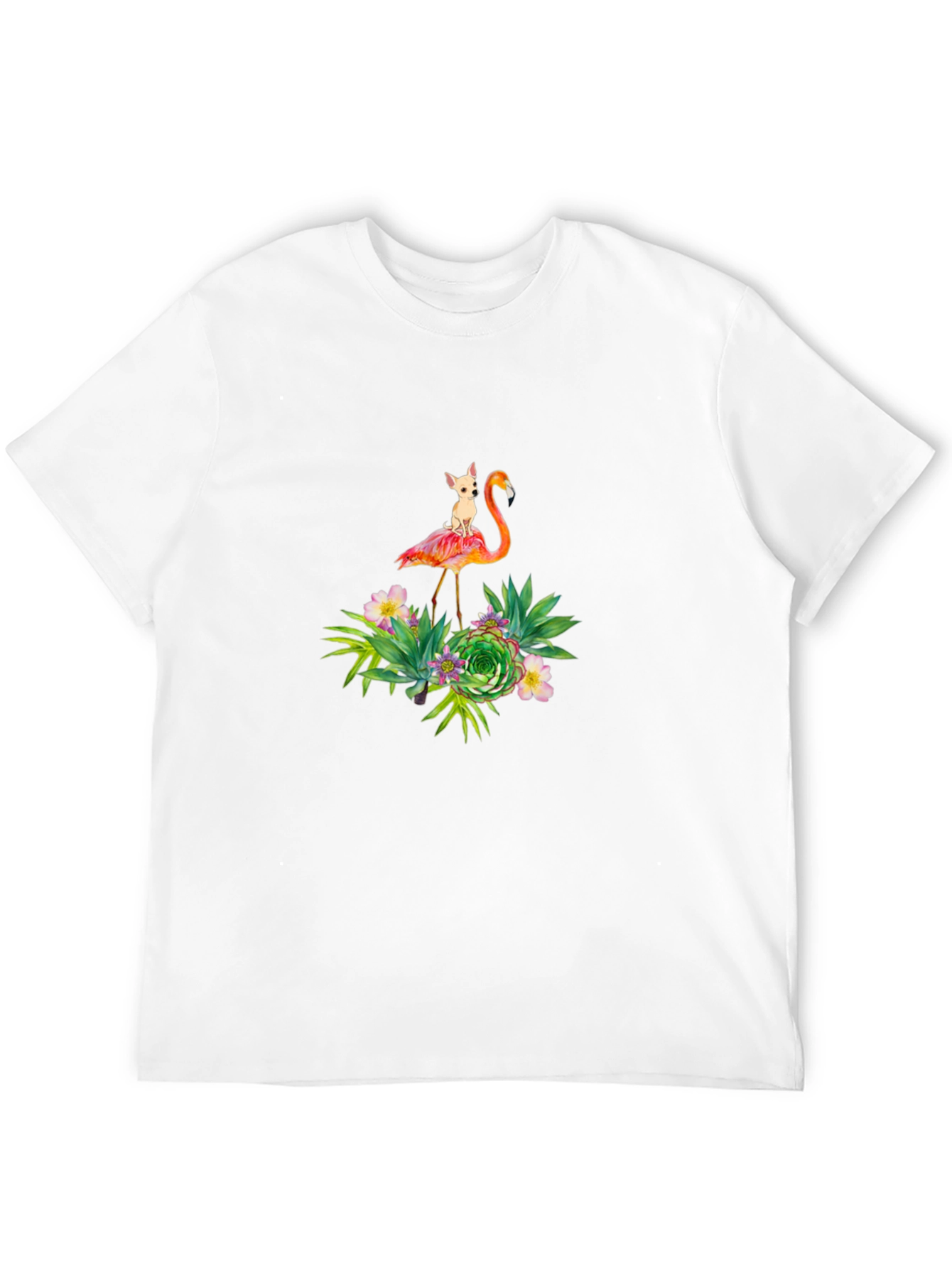 Flamingo Dog Graphic Black T-Shirt