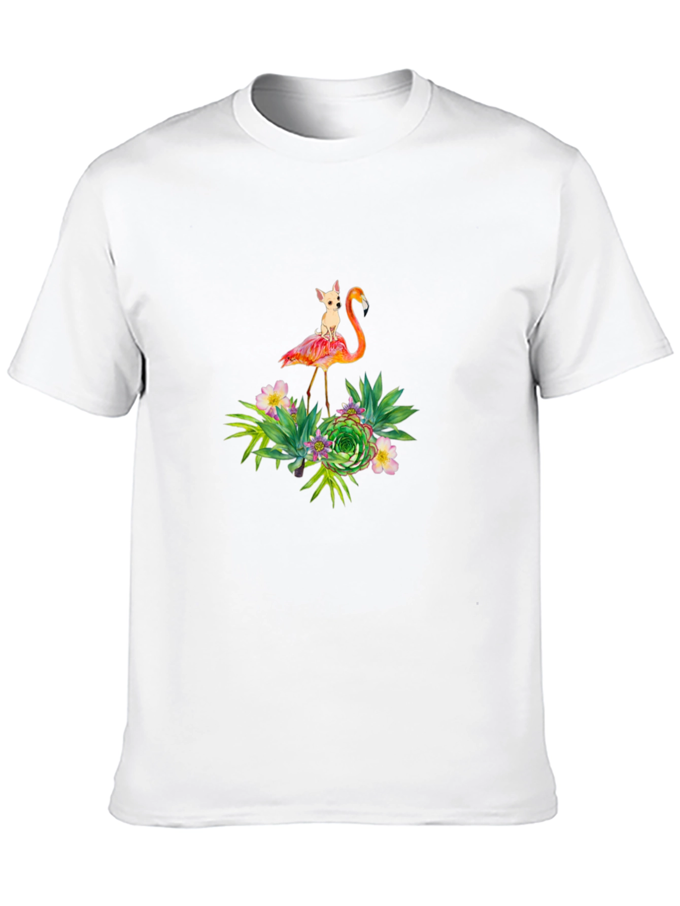 Flamingo Dog Graphic Black T-Shirt