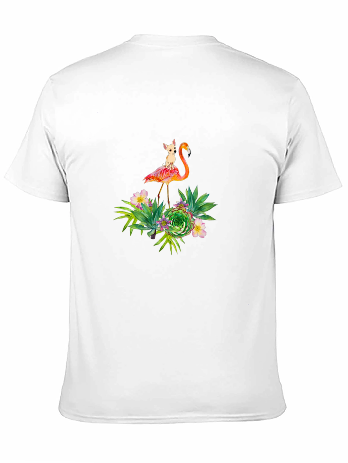 Flamingo Dog Graphic Black T-Shirt
