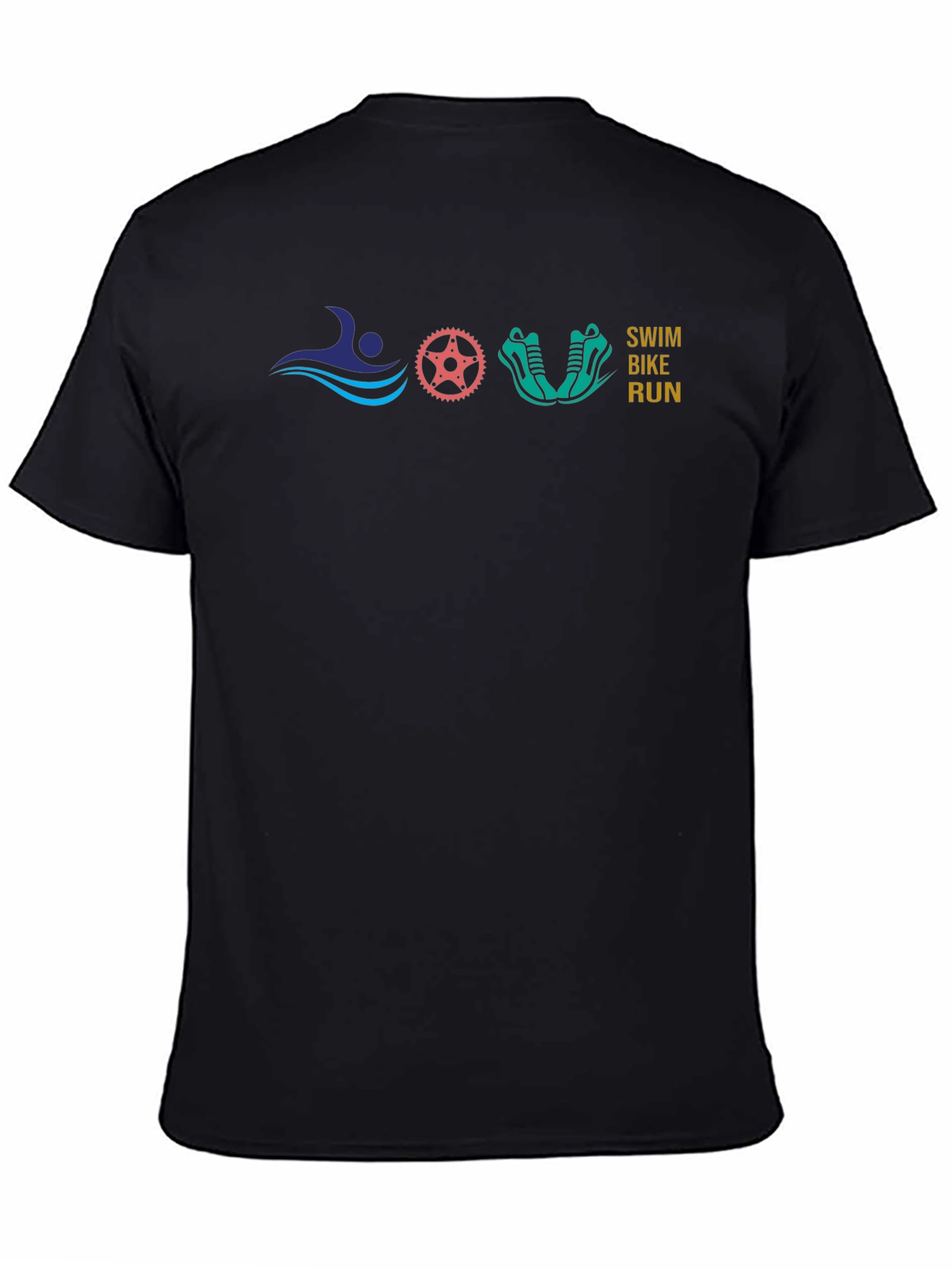 Swim Bike Run Black T-Shirt Triathlon Design