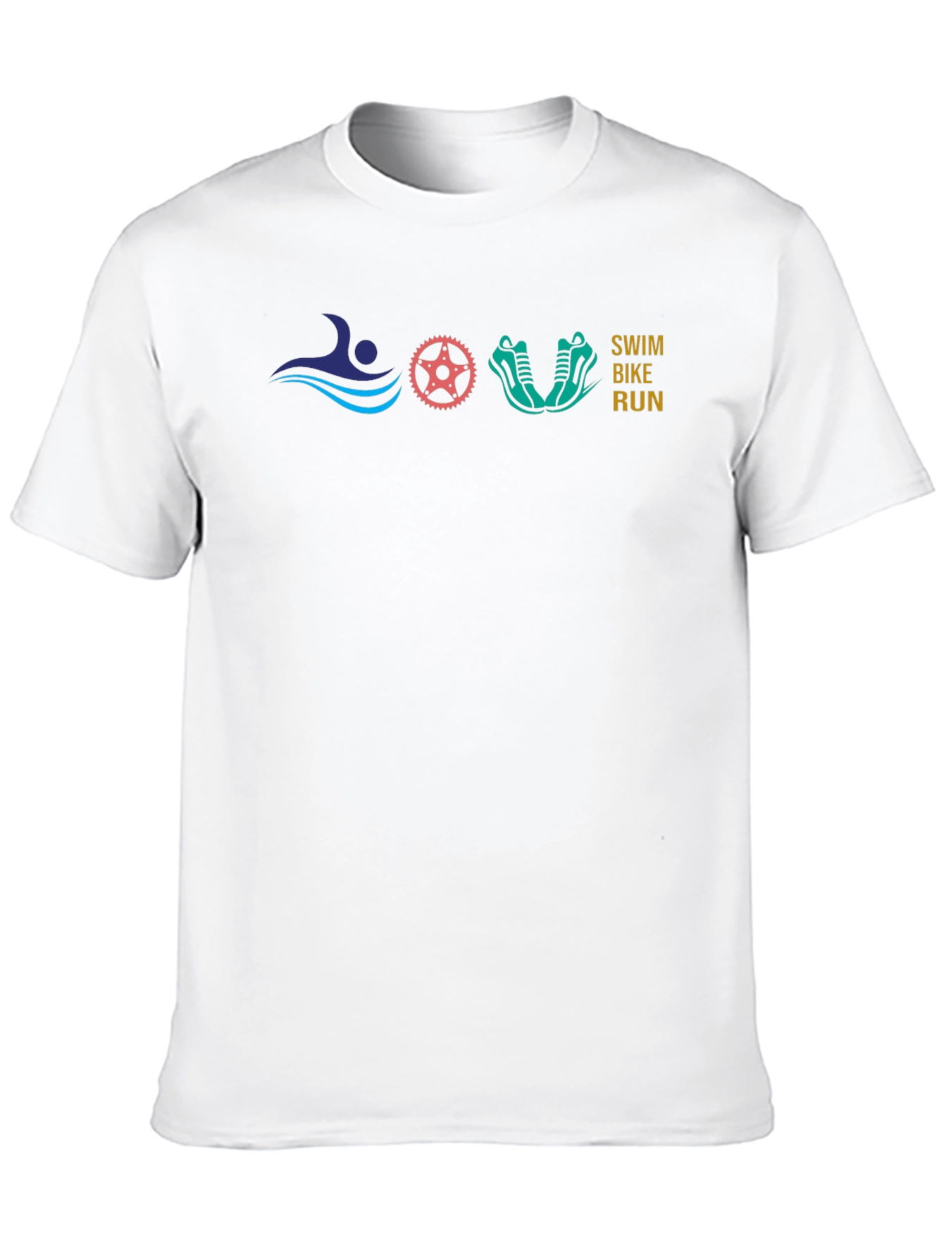 Swim Bike Run Black T-Shirt Triathlon Design