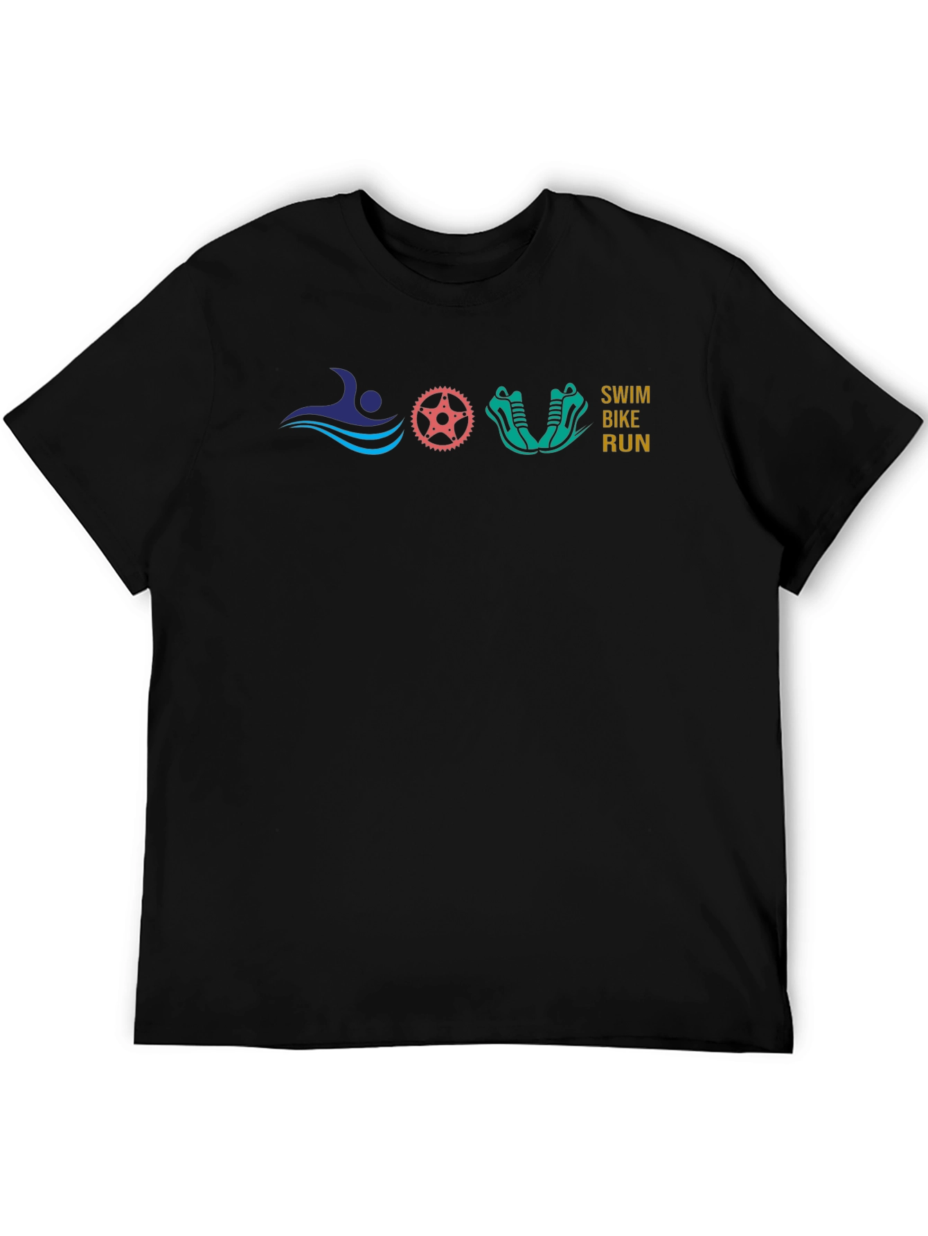 Swim Bike Run Black T-Shirt Triathlon Design