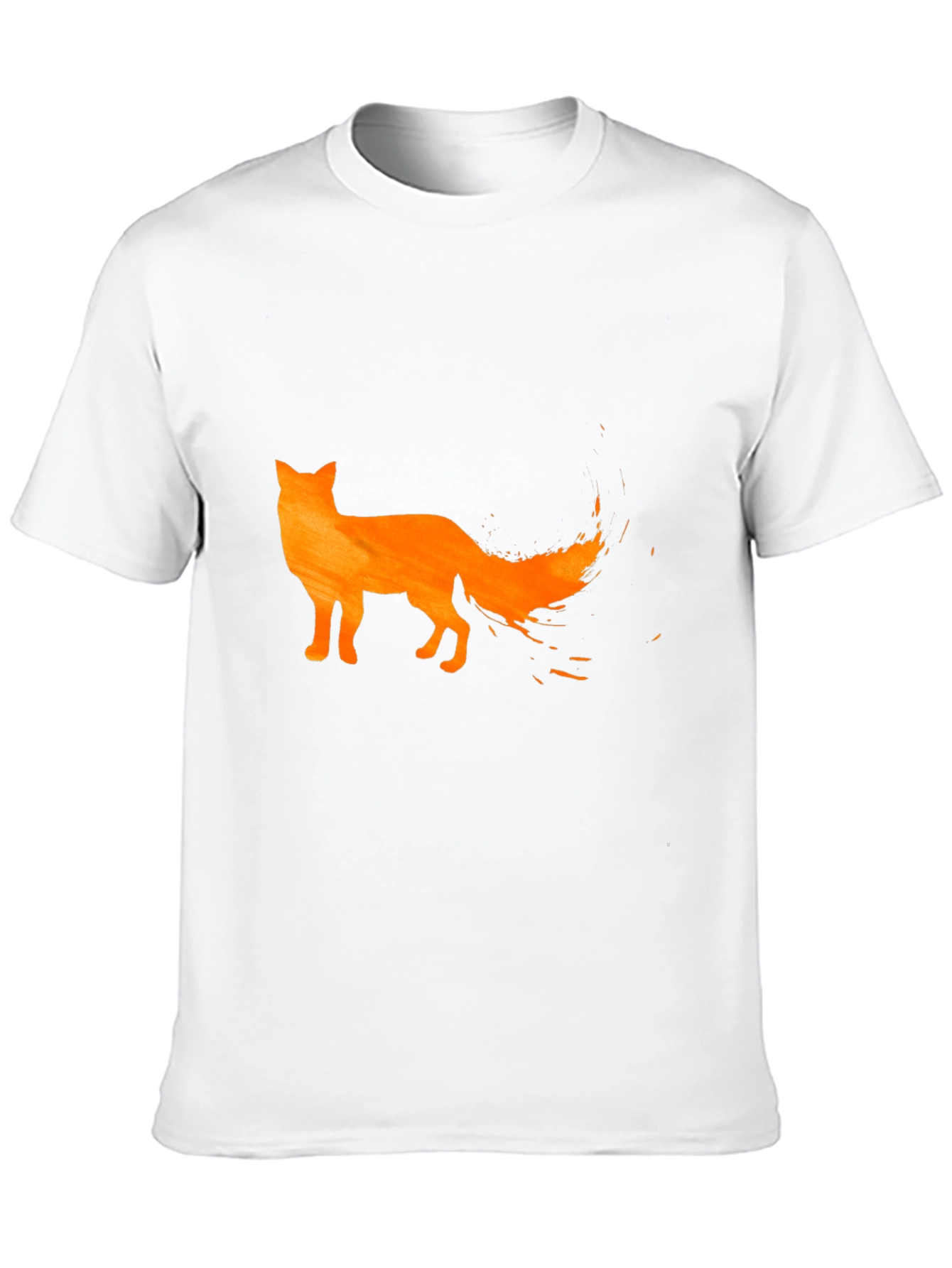Mens Black T-Shirt with Orange Fox Design
