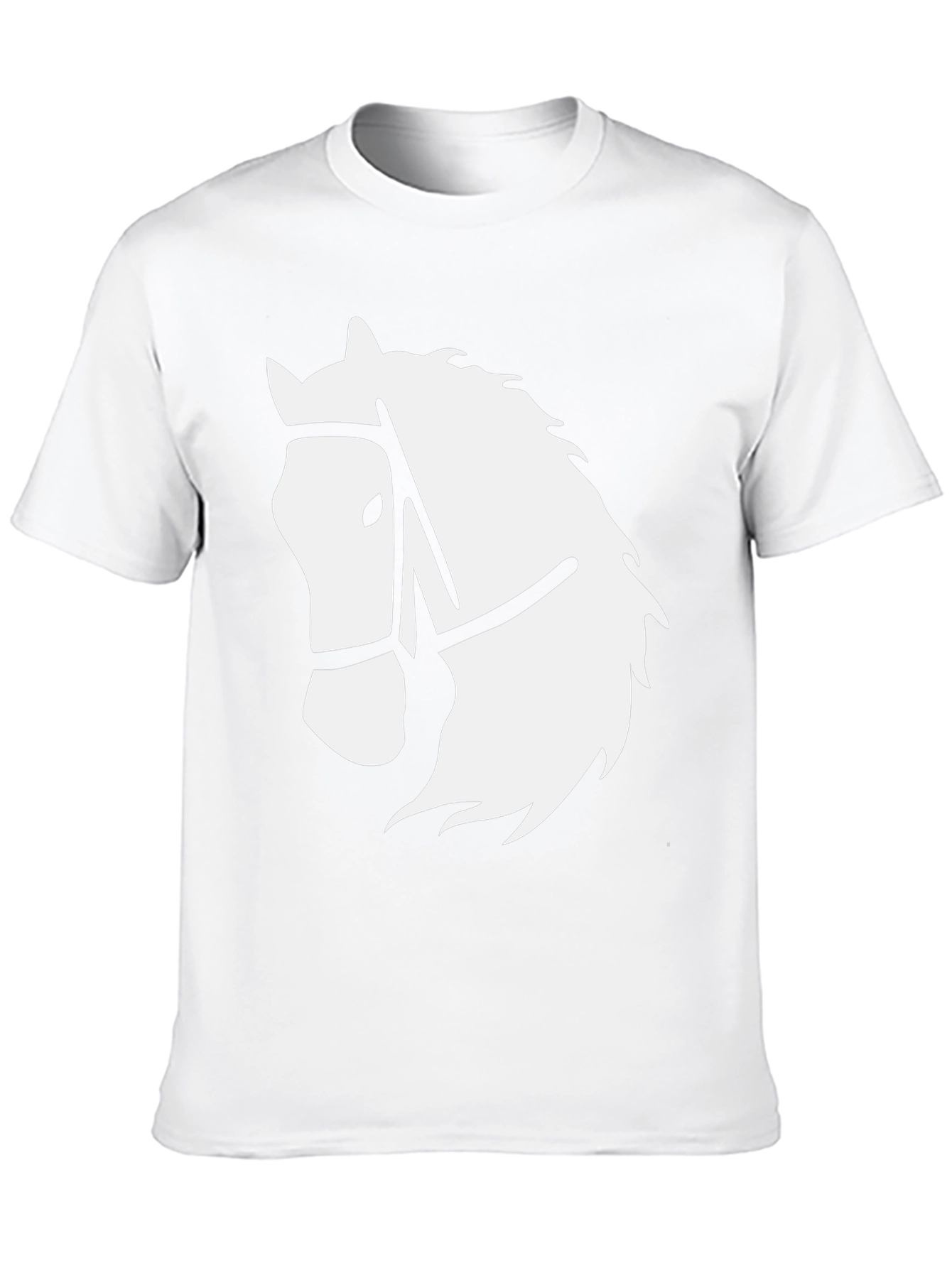 Black T-Shirt with White Horse Head Graphic