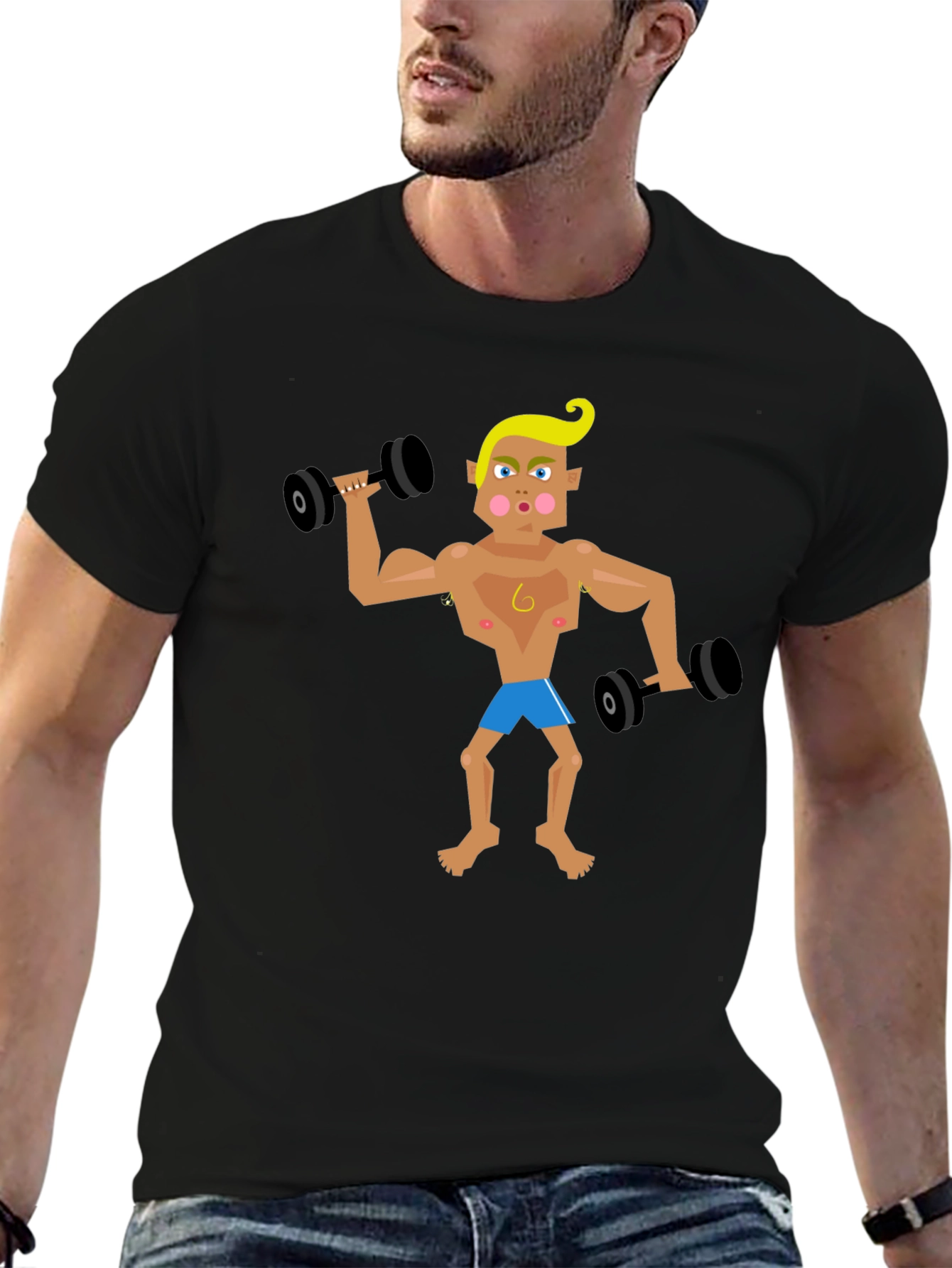 Cartoon Gym Bro T-Shirt