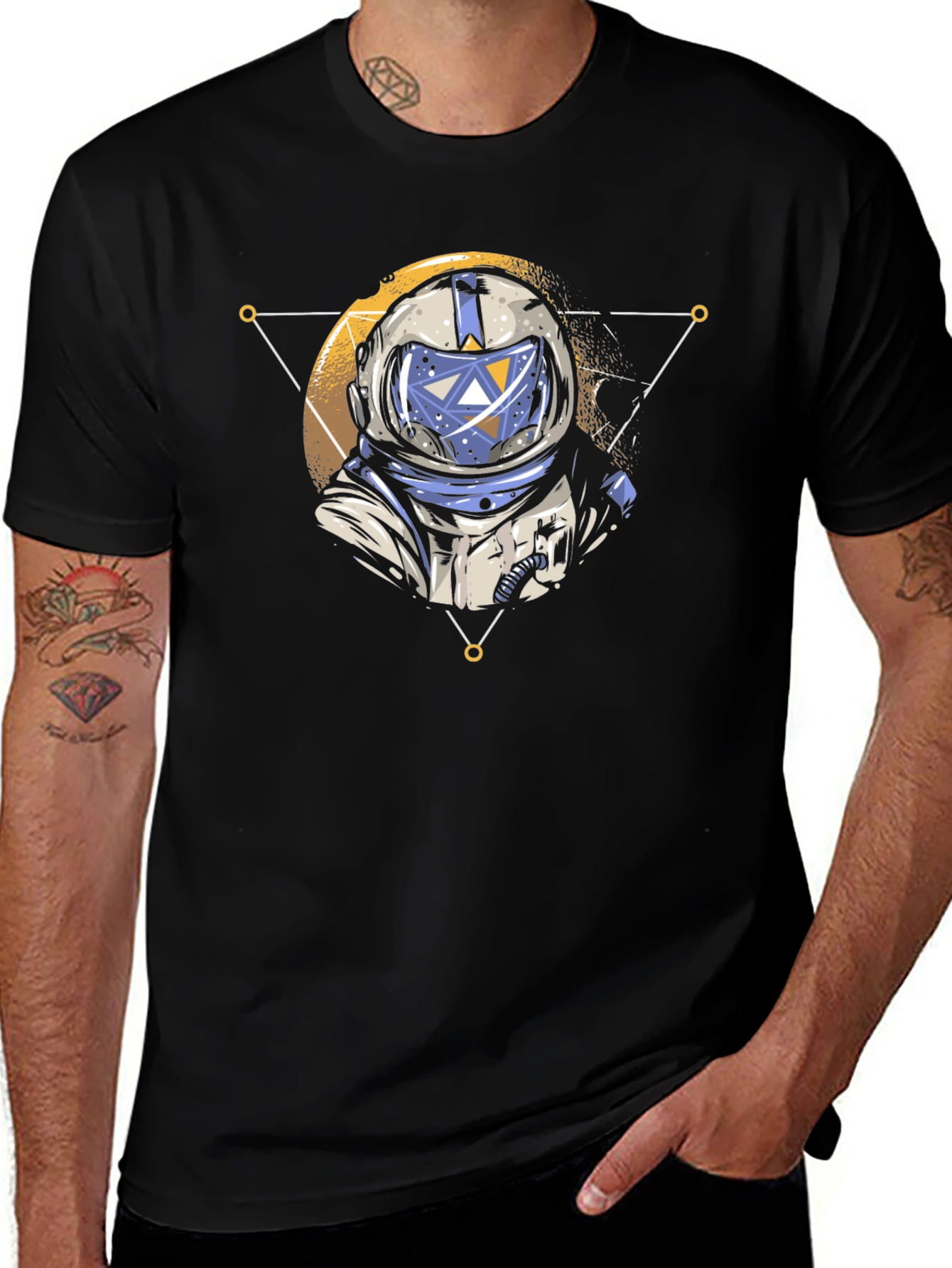 Astronaut Graphic Tee - Black Crew Neck