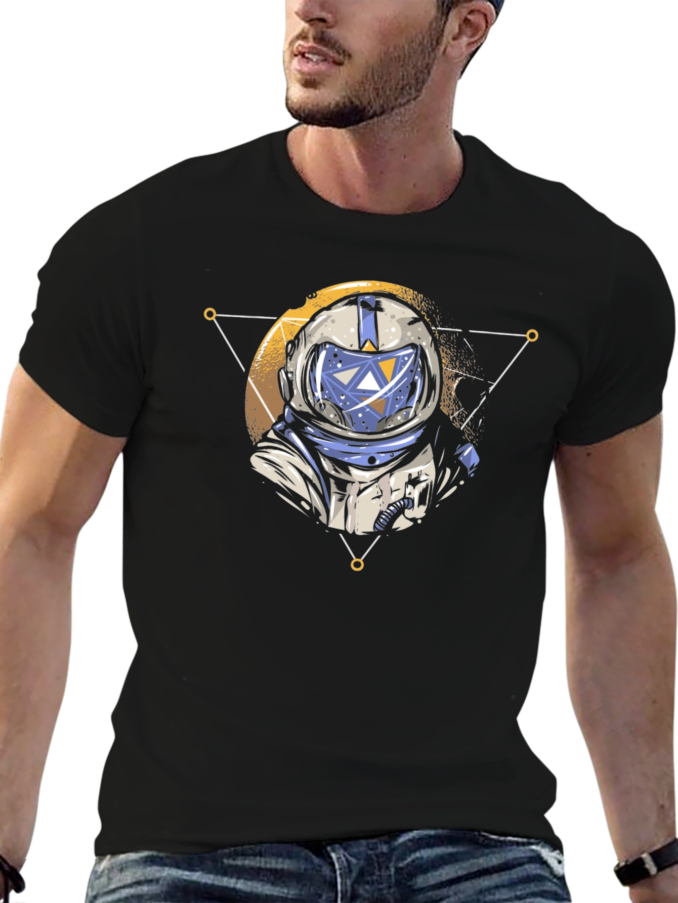 Astronaut Graphic Tee - Black Crew Neck