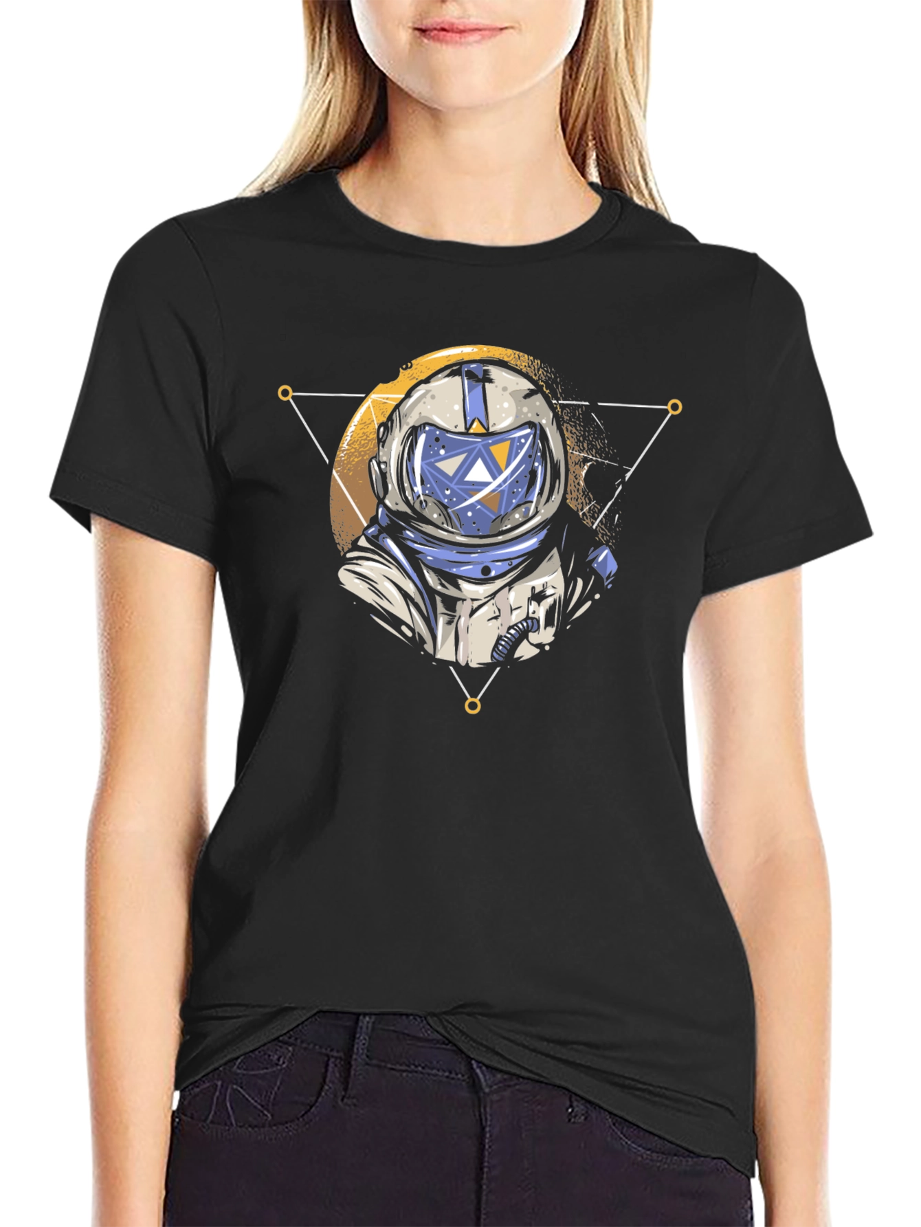 Astronaut Graphic Tee - Black Crew Neck