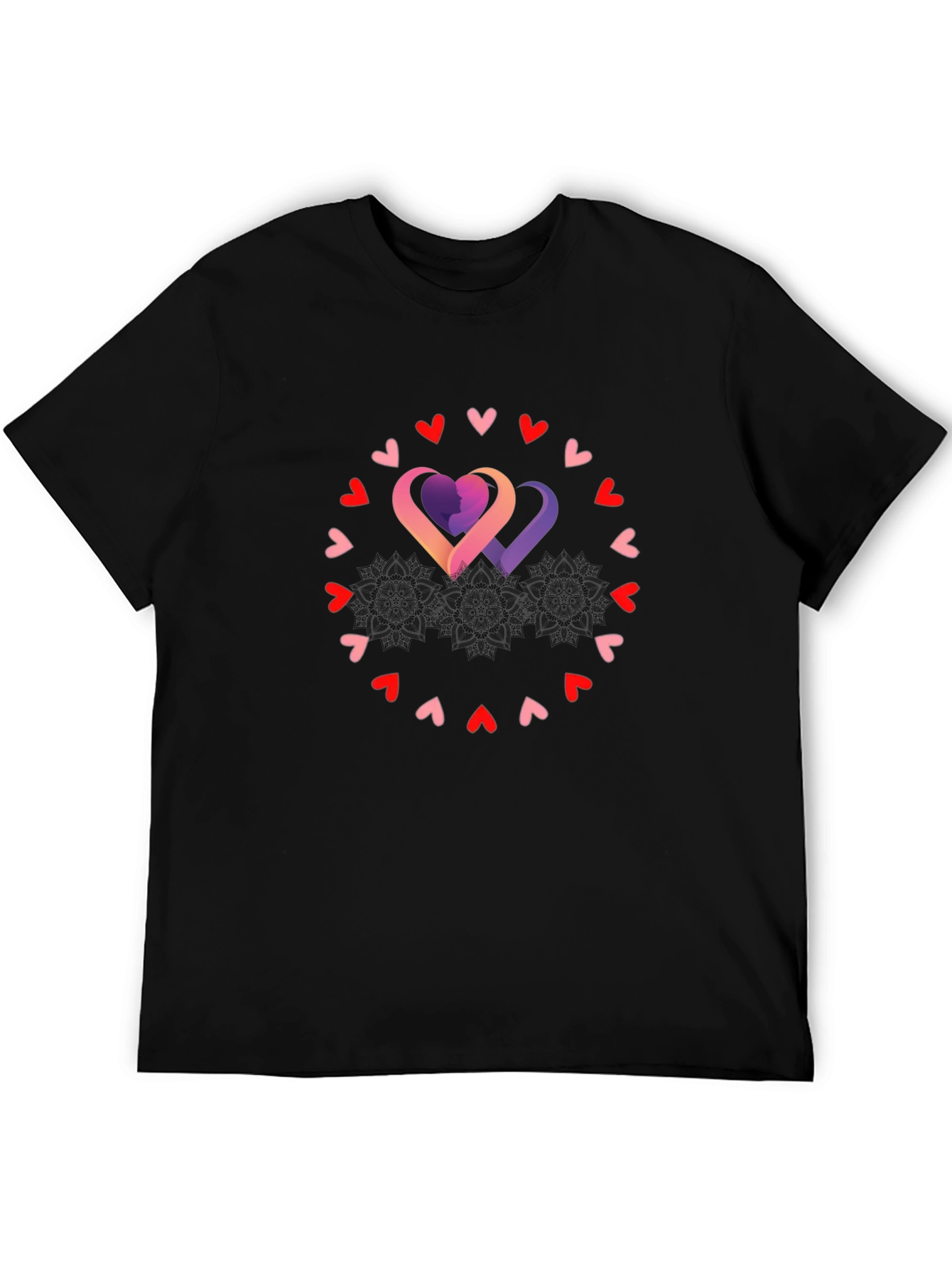 Heart Circle Graphic Tee - Black