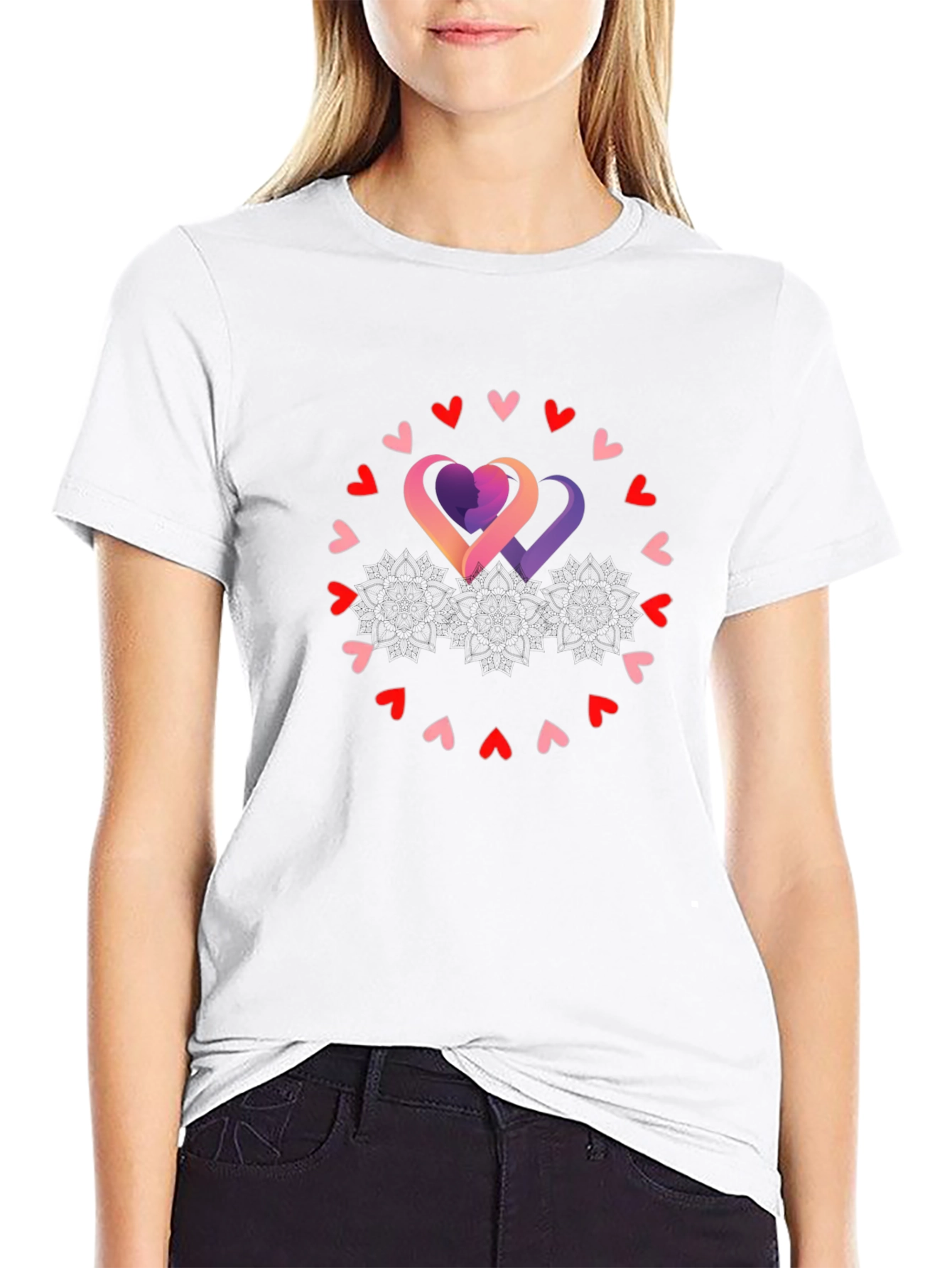 Heart Circle Graphic Tee - Black