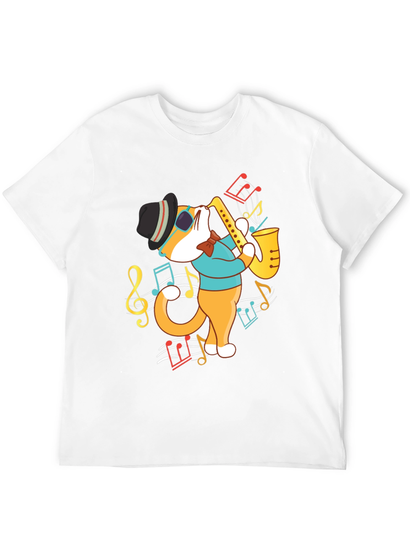 Cool Cat Saxophone Player Graphic T-Shirt