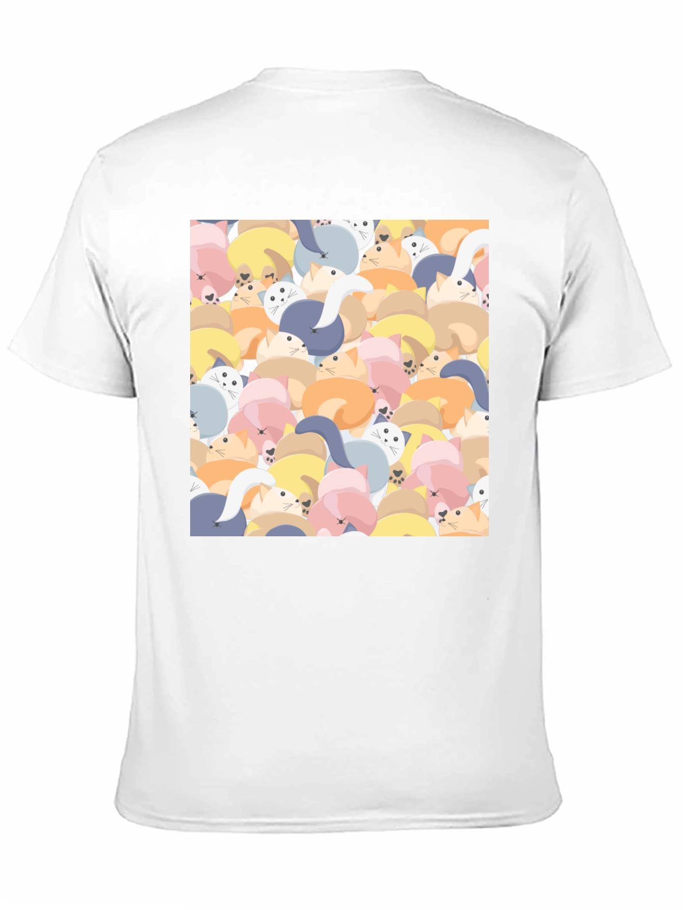 Cute Cat Print Black T-Shirt