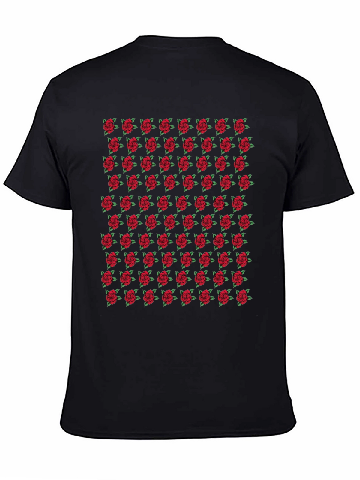 Rose Pattern Black T-Shirt
