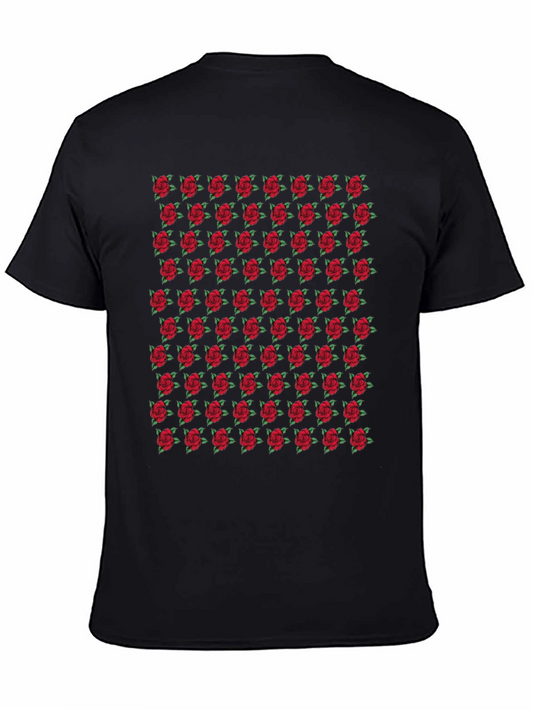 Rose Pattern Black T-Shirt
