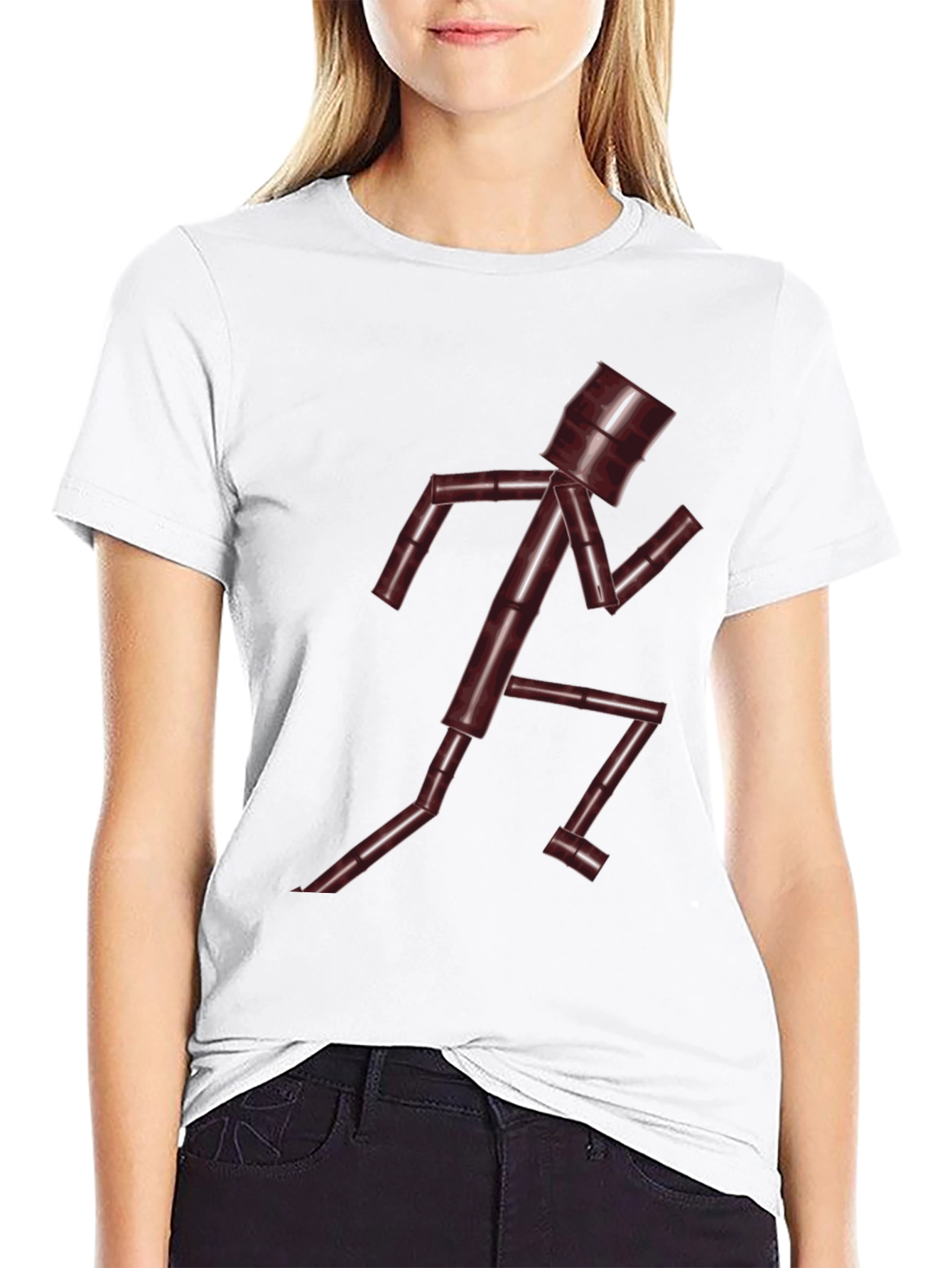 Unique Running Man Graphic Tee - Dark Chocolate Brown