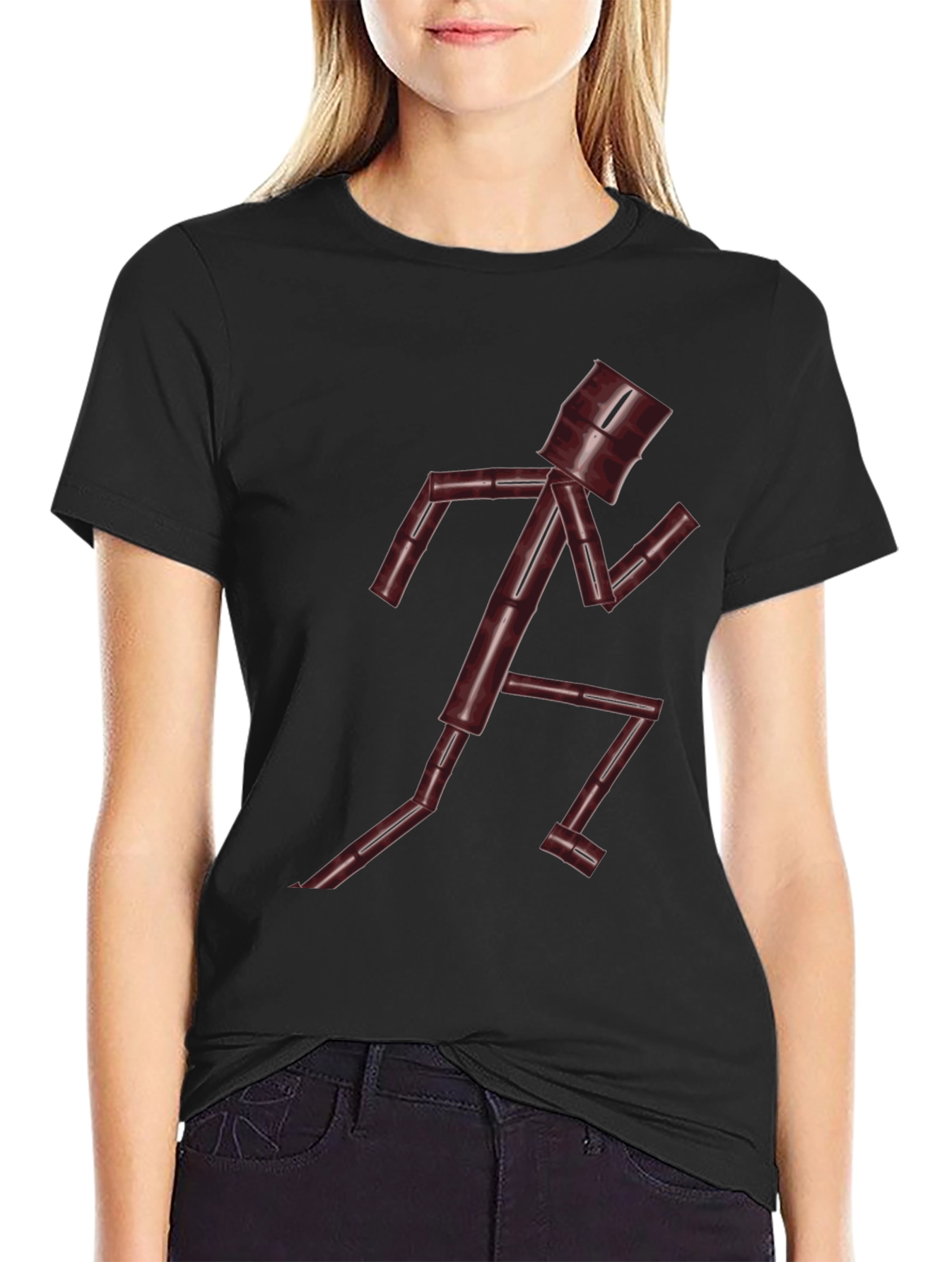 Unique Running Man Graphic Tee - Dark Chocolate Brown