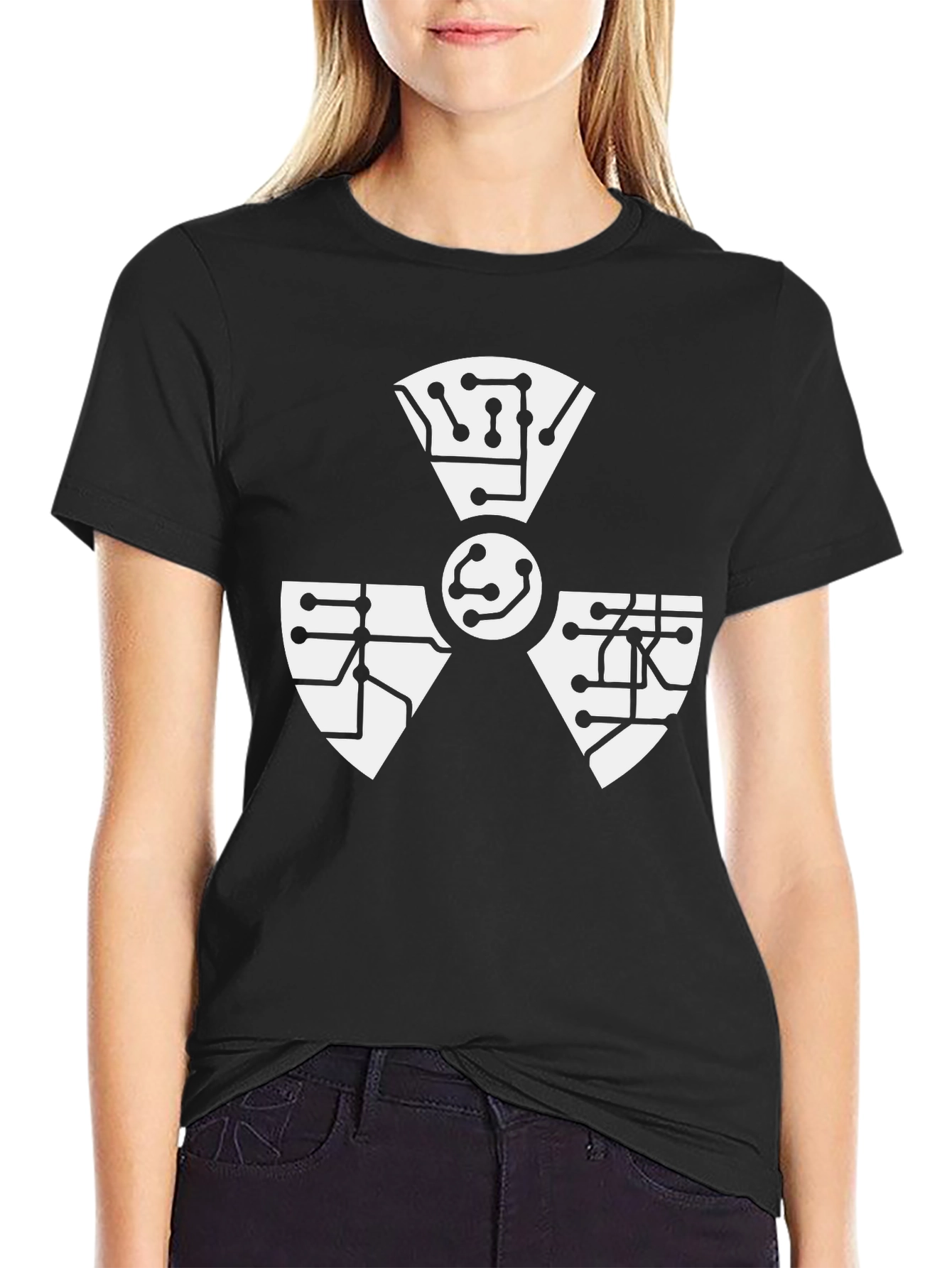Tech Hazard Symbol T-Shirt - Black Cotton Blend