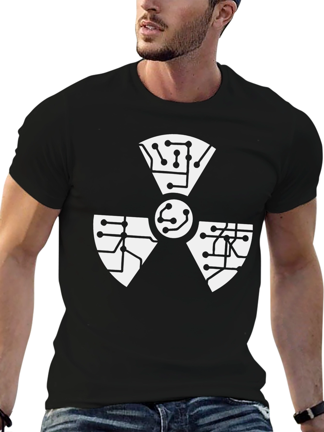 Tech Hazard Symbol T-Shirt - Black Cotton Blend